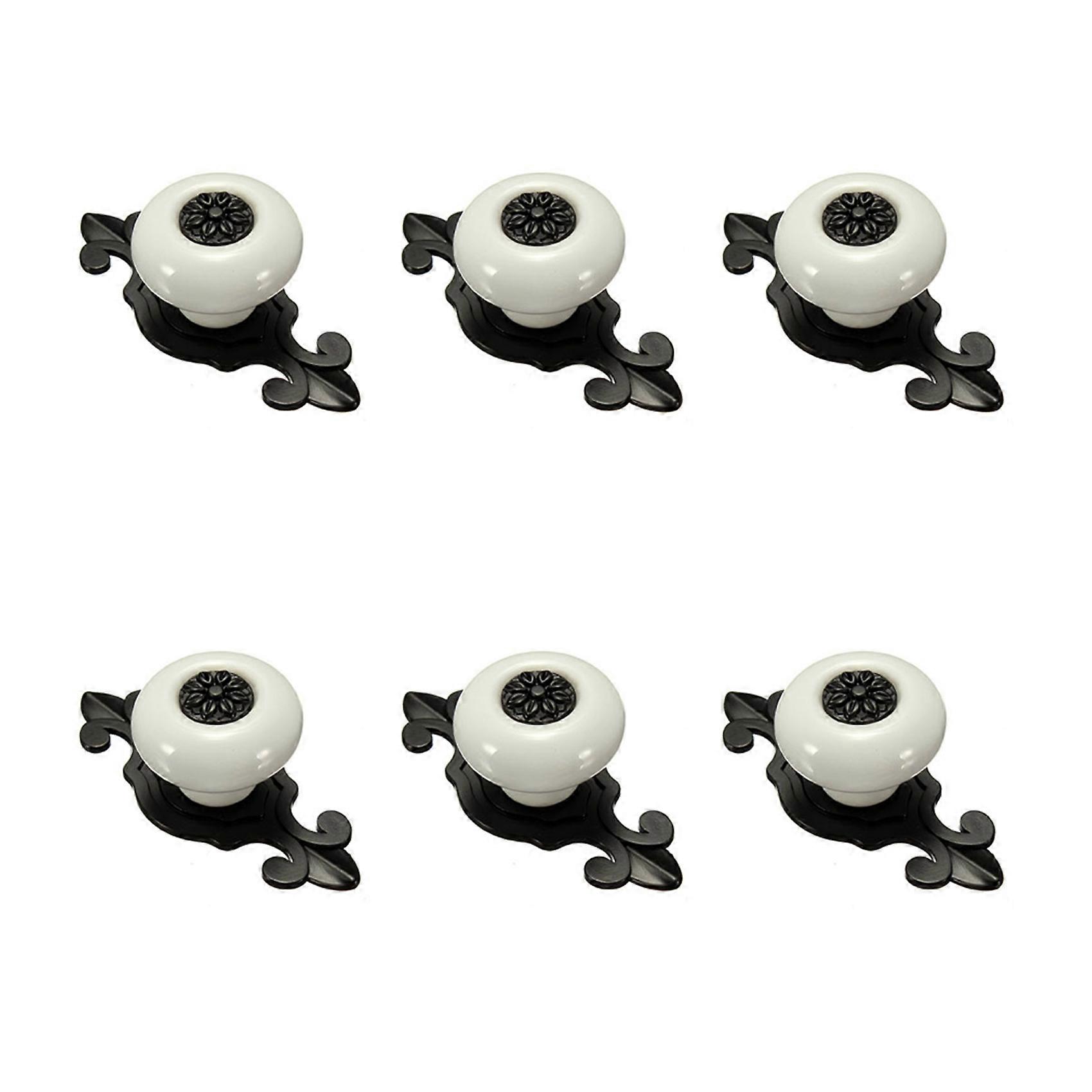 6X Vintage Ceramic Door Knobs Drawer Cabinet Cupboard Wardrobe Pull Handle White+Black