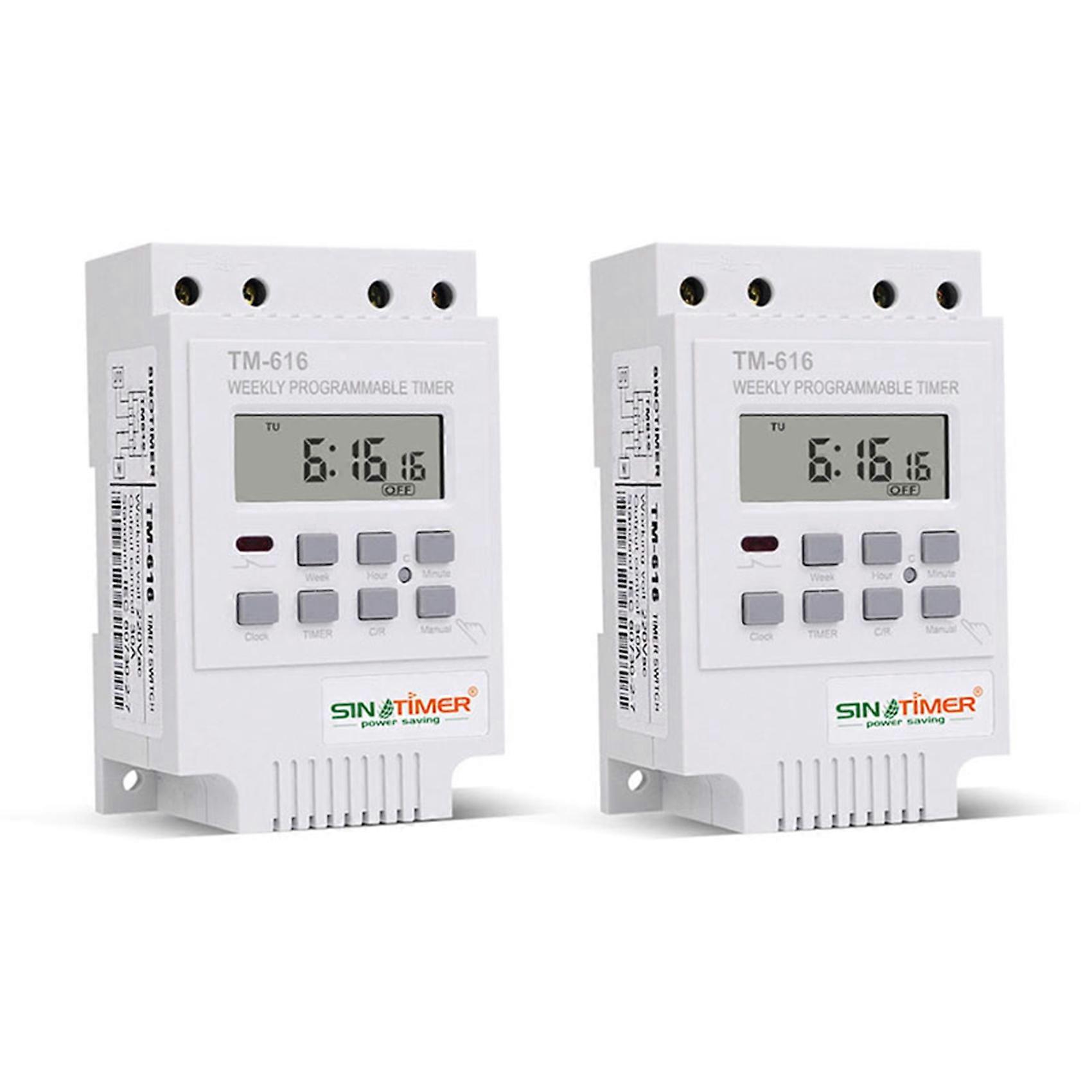 SINOTIMER 2X TM616W-2 30A 220V Electronic Weekly Programmable Digital Time Switch Relay Timer Control Timer Din Rail Moun
