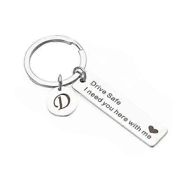 Keychain with letters AZ 26 Initials - Drive Safe D