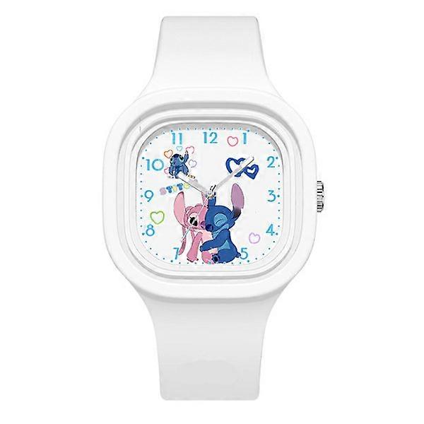 Stitch Analog Quartz Watch with Silicone Strap Square Watch