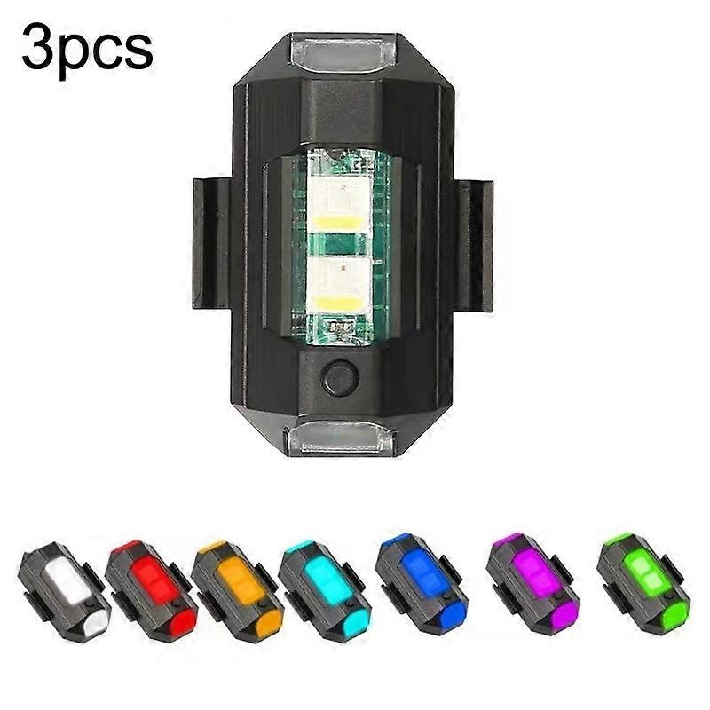 3pcs M1 Vibration Sensing Motorcycle Bicycle Aircraft Explosion Lights Cruise Flashing Anti-rear-end Collision Light 7 Colors M1 Vibration Sensing