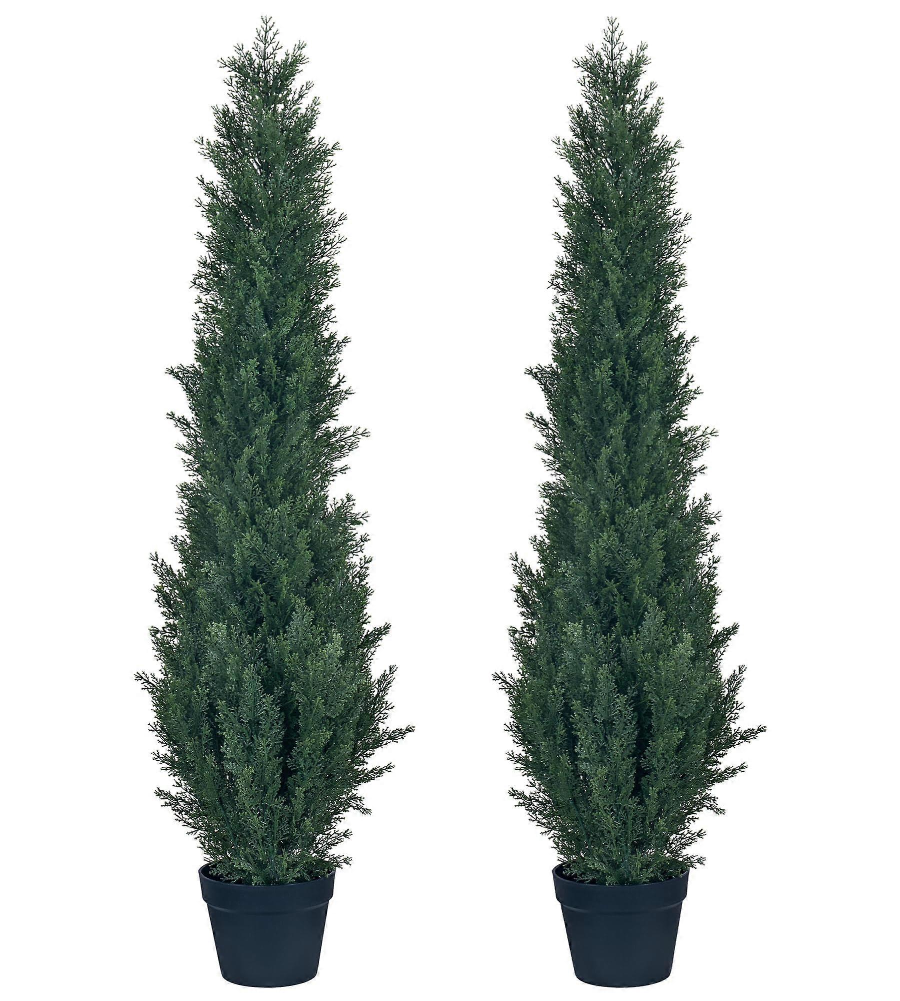 2 Pack 4ft Artificial Cedar Topiary Trees with Pot, UV Resistant Evergreen for Indoor Outdoor Decor