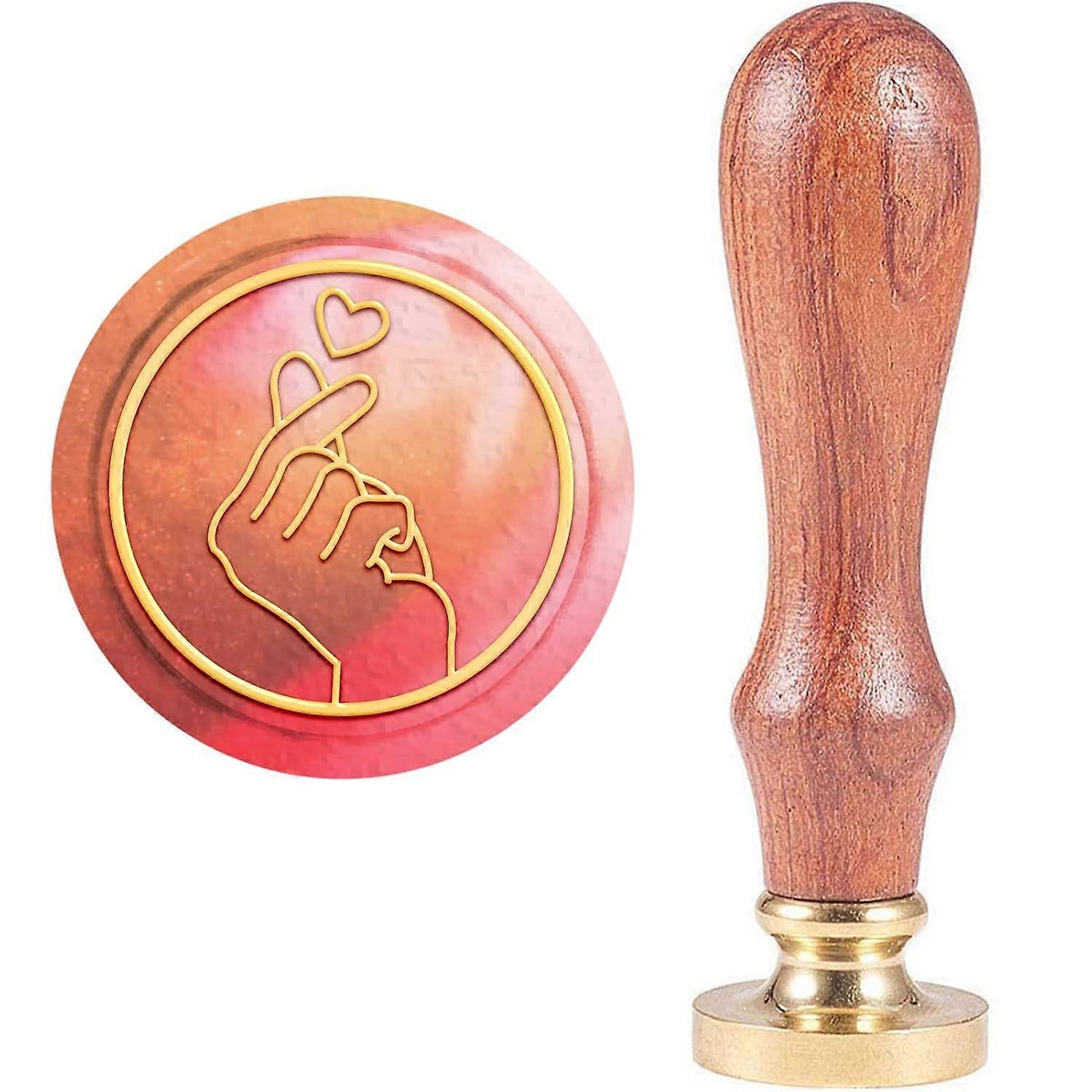 Gesture Heart Wax Seal Stamp Retro Wood Handle 25mm Brass Seal For Envelopes Invitations