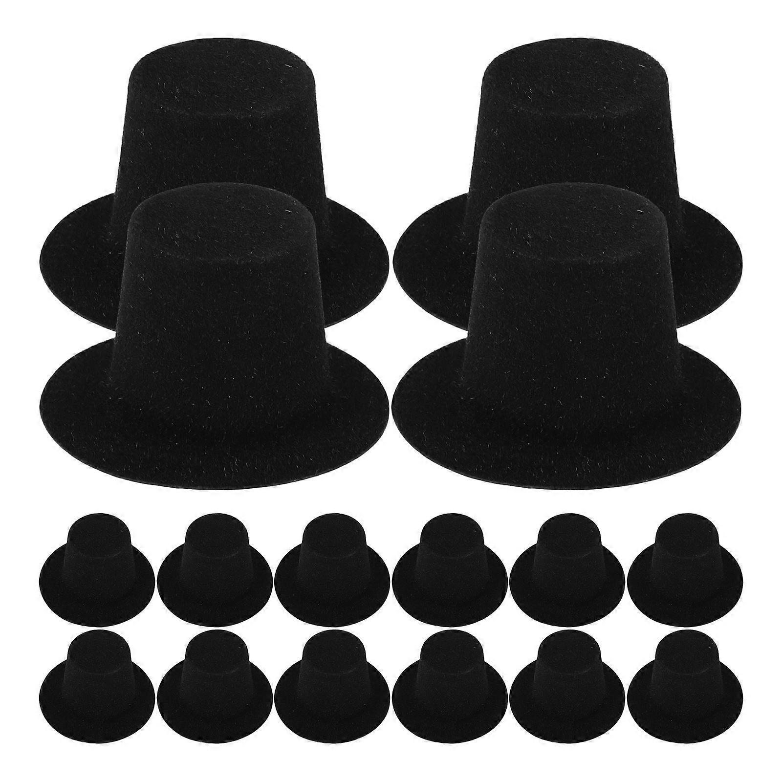 Mini Snowman Hat Mini Top Hat for Decoration 20Pcs Black Plastic Caps
