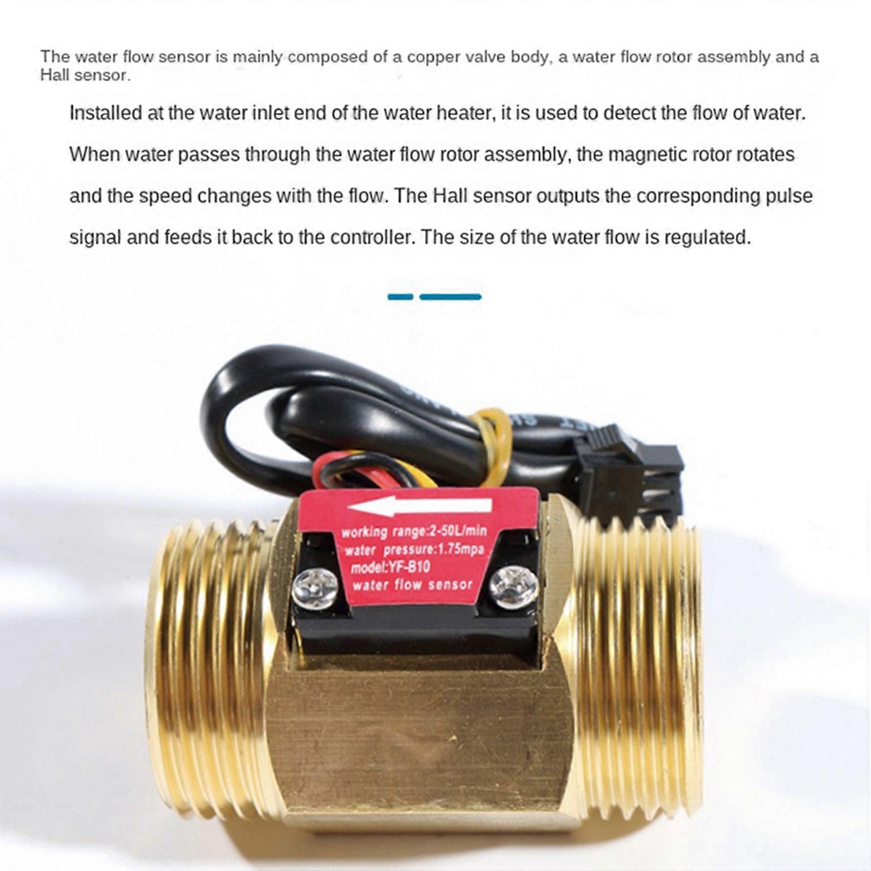 2X Water Flow Sensor Hall Flow Meter 1 Inch External Wire Copper Water Flow Sensor Turbine Flow Meter