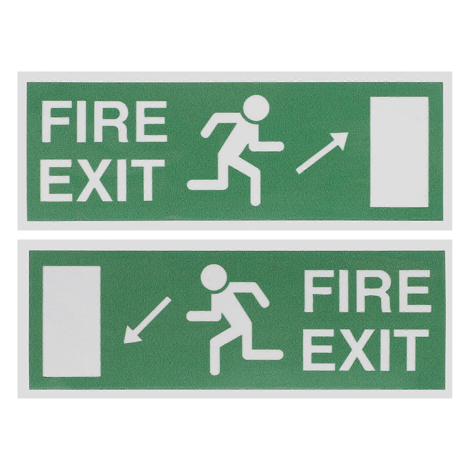 2 Sheet Fire Exit Sign Sticker Self Adhesive For Office Buildings Workplace Outdoor Corridor Emergency Exit Sign For Stair Business Instructions Sign