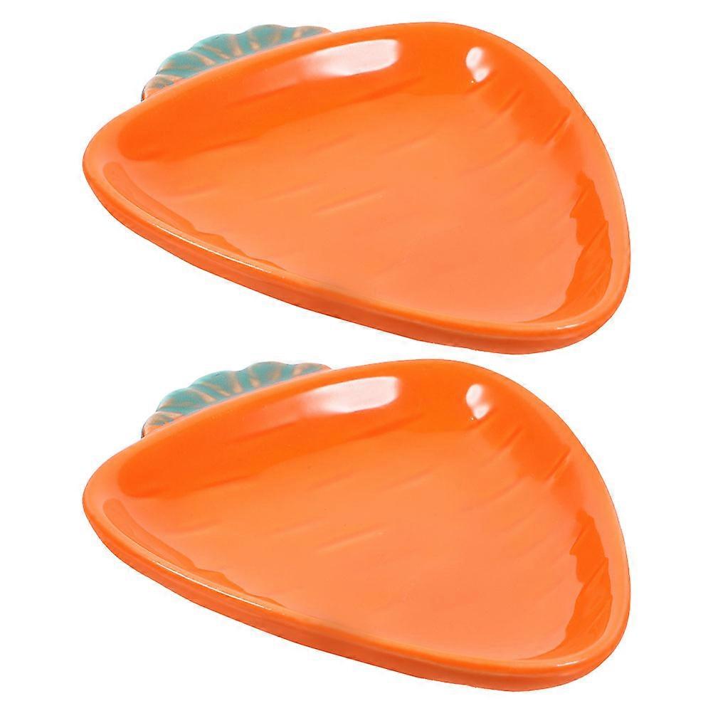 Creative Carrot Dipping Bowls Ceramic for Soy Sauce 2Pcs Serving Set