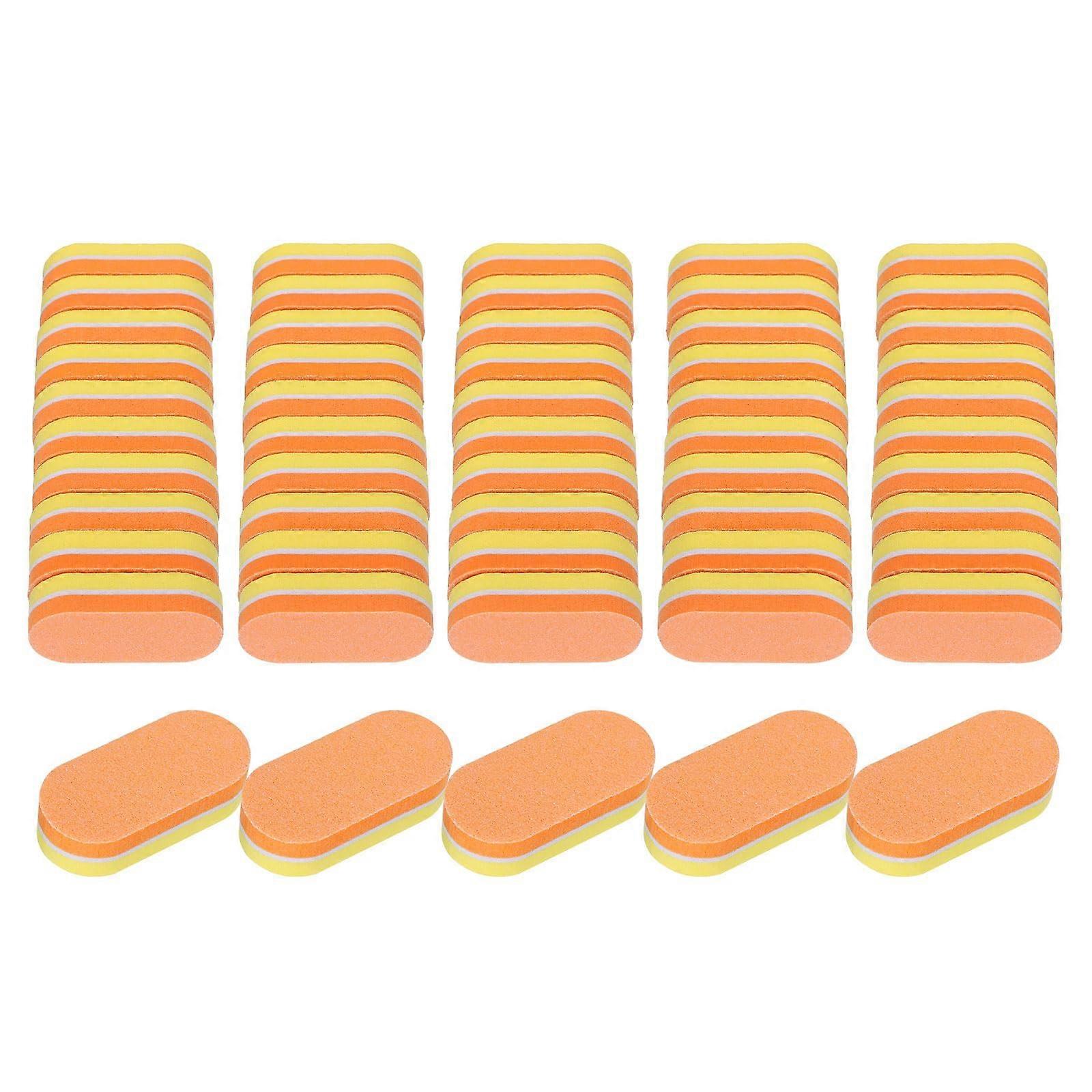 50pcs Mini Nail Buffer Blocks 100/180 Grit Dual Grit Design for Acrylic and Natural Nails Orange Yellow
