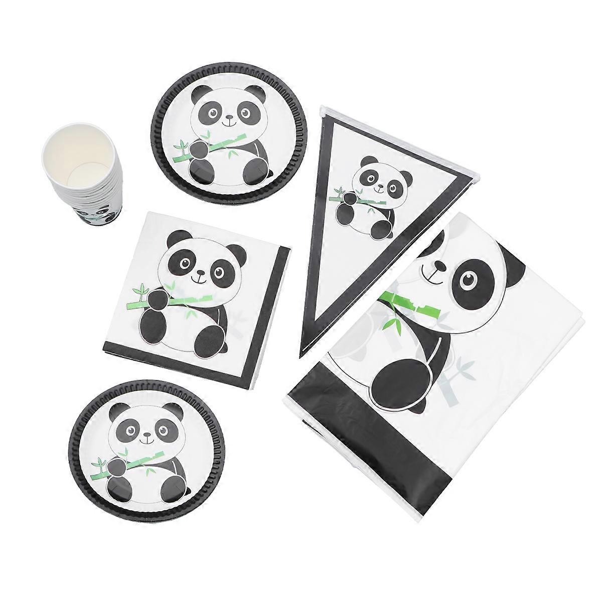Eco-Friendly Utensils 2Pcs Panda Theme Paper For Families Birthday Parties Assorted Color Rectangular Tablecloths