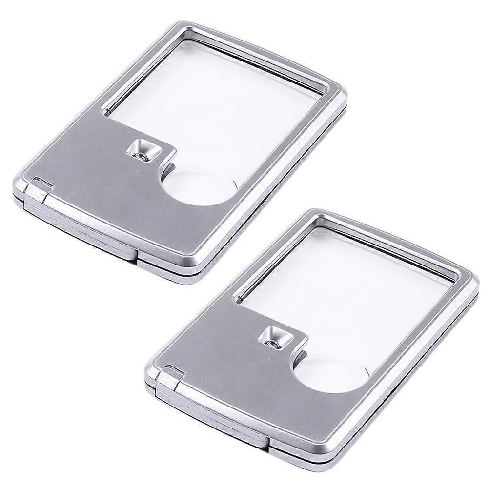Handheld Magnifying Glass with LED Light for Reading Square Magnifier 4Pcs