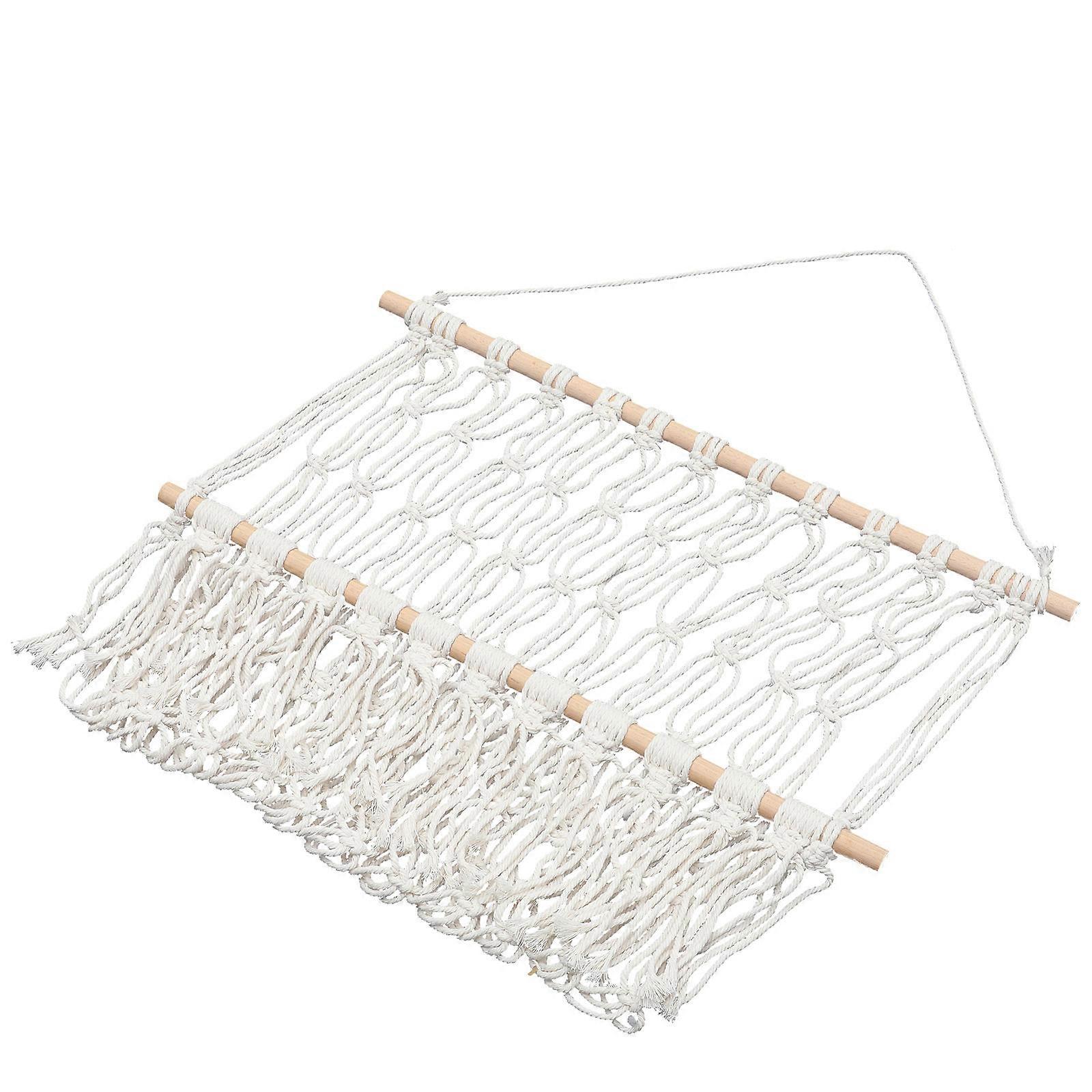 Rectangular Decorative Hand Woven Storage Hammock 3Pcs Wall Mounted Book Shelf For Home And Office Use