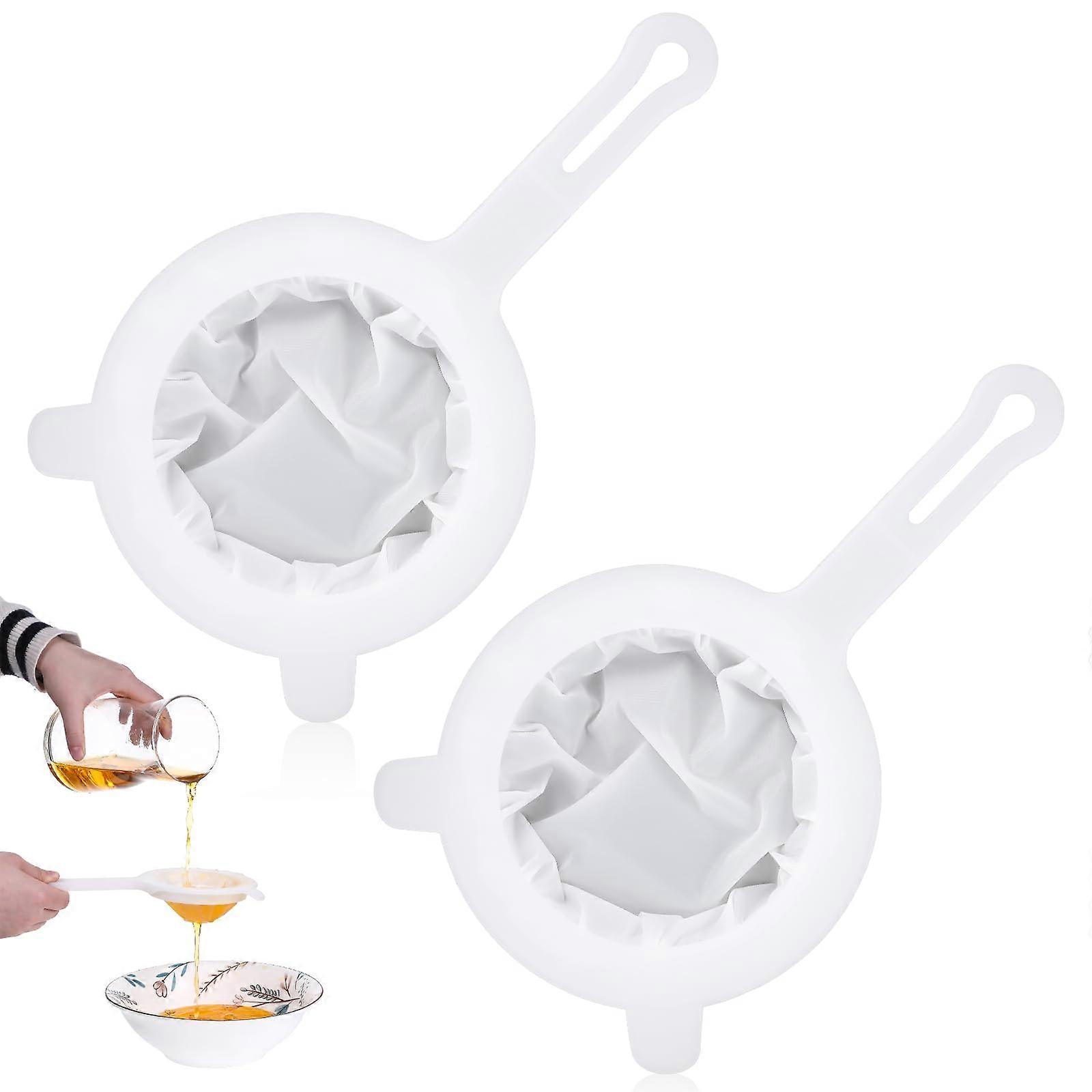 Fine Mesh Strainer Set, 2 Pcs Nylon Mesh Sieve 120 and 200 Mesh for Coffee Yogurt Juice Tea