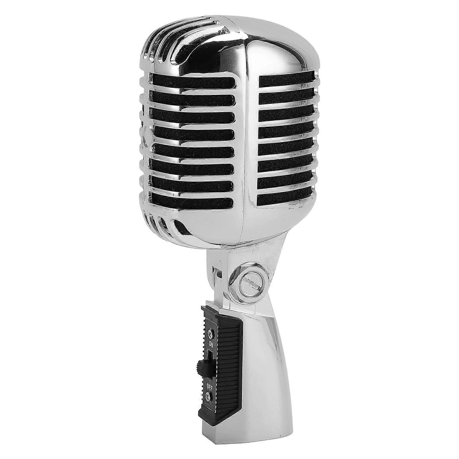 Vintage Dynamic Vocal Microphone with Retro Design, Cardioid Pickup for KTV and Stage Performances