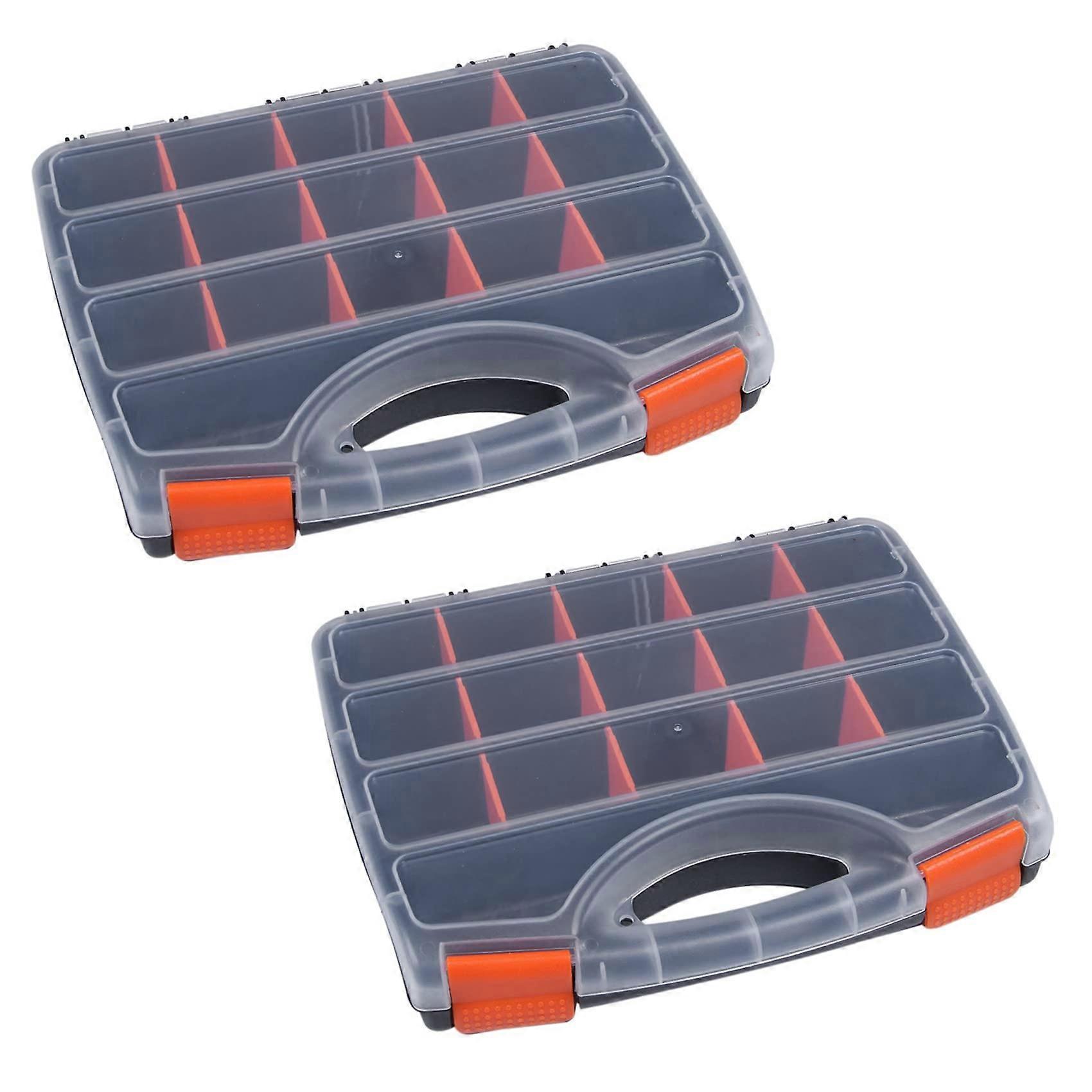 2X Tool Storage Box with Secure Latching, Durable Plastic Organizer for Hardware Screws and