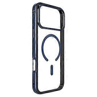 För iPhone 17 Pro-skal med metall TPU-ram och PC-baksida, genomskinligt telefonskal, kompatibelt med MagSafe