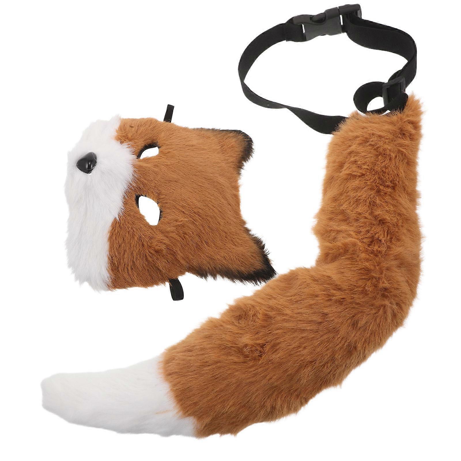 Light Costume Mask and Tail for Cosplay 1Set Plush Accessory