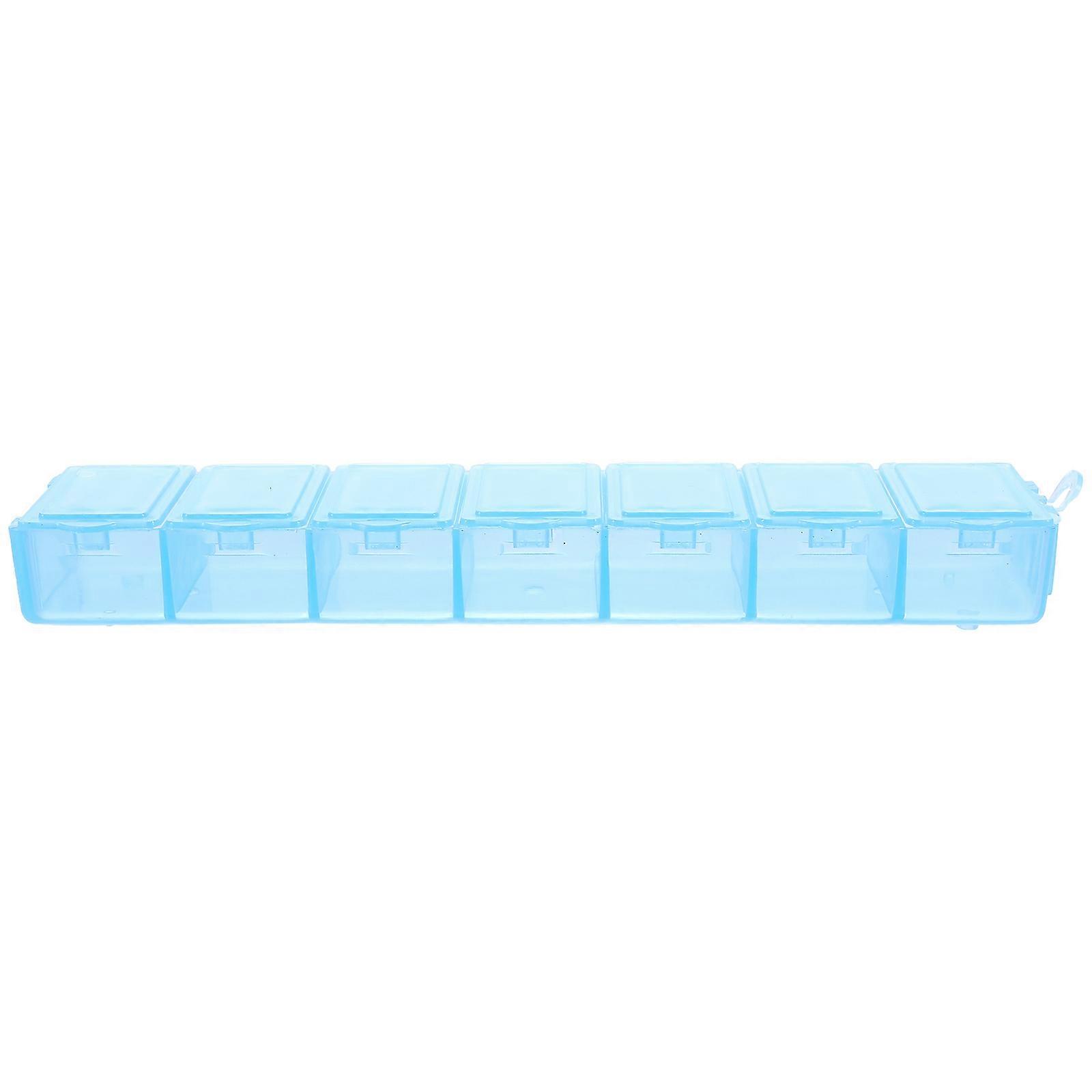 Blue Portable Pill Box Organizer for Medicine Storage Use 1Pcs Plastic Container
