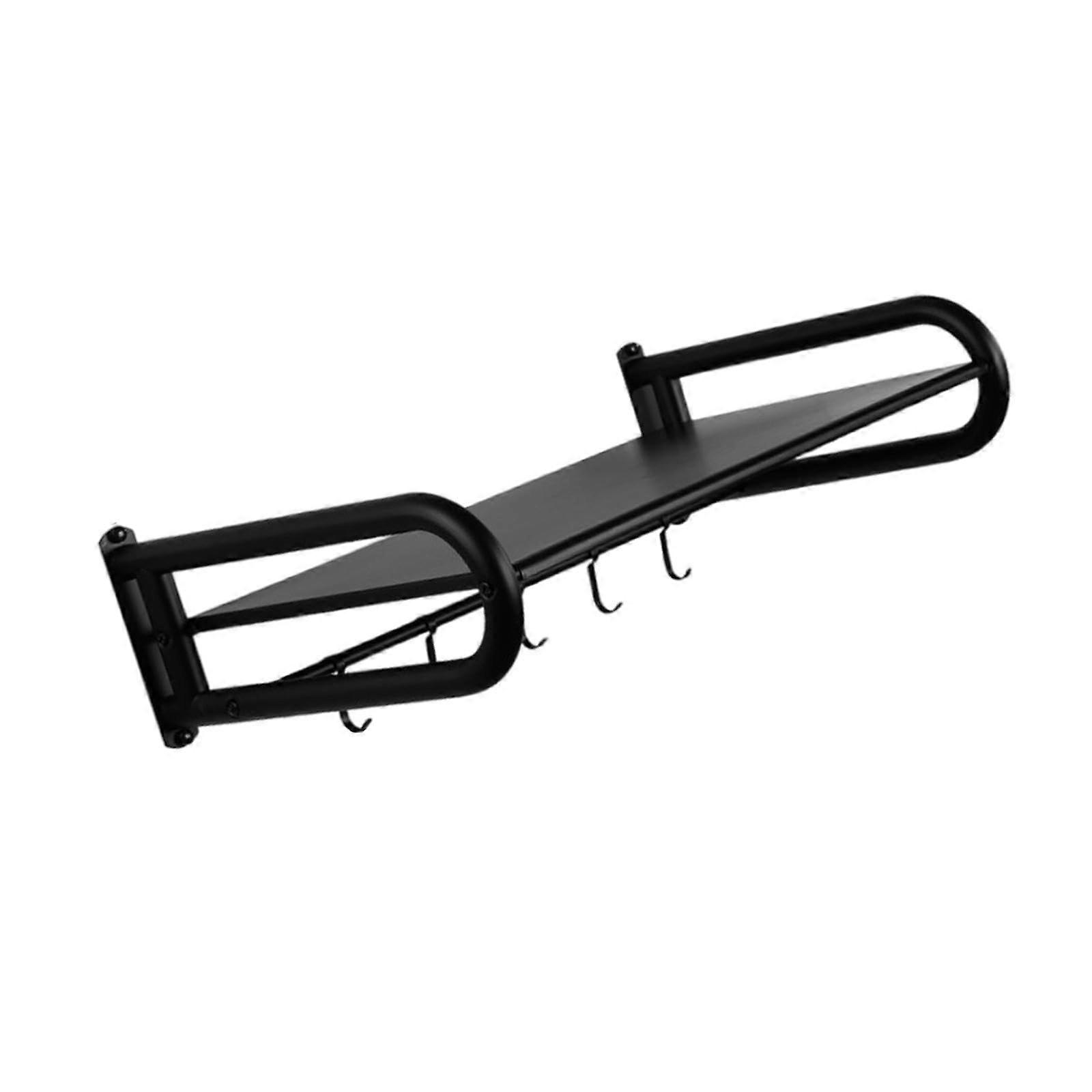 Heavy Duty Microwave Wall Mount Shelf with Strong Load Capacity, 50cm Black Kitchen Organizer