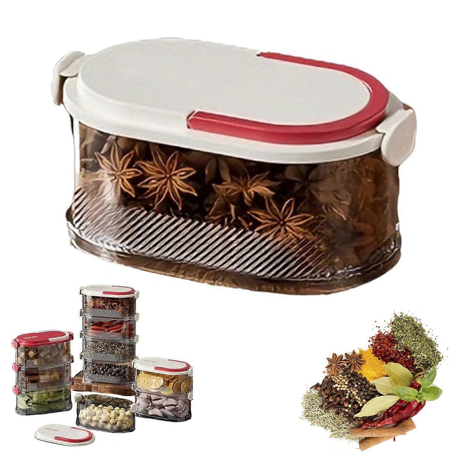 Stackable Airtight Spice Organizer with Freshness Seal, 1 Layer White Kitchen Pantry Rack