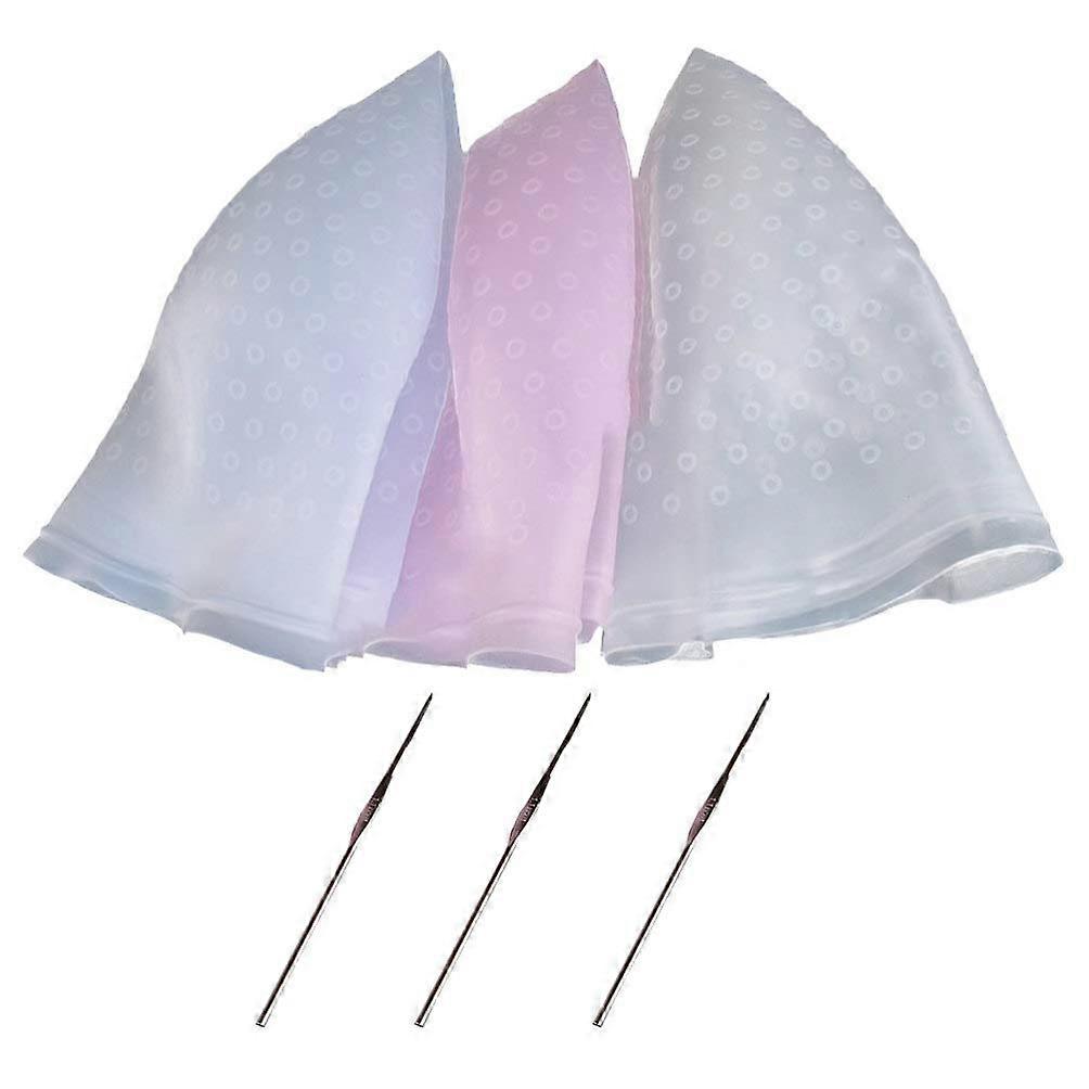 Reusable Silicone Highlighting Cap Set with Hook Needles for Precise Hair Dyeing Highlights