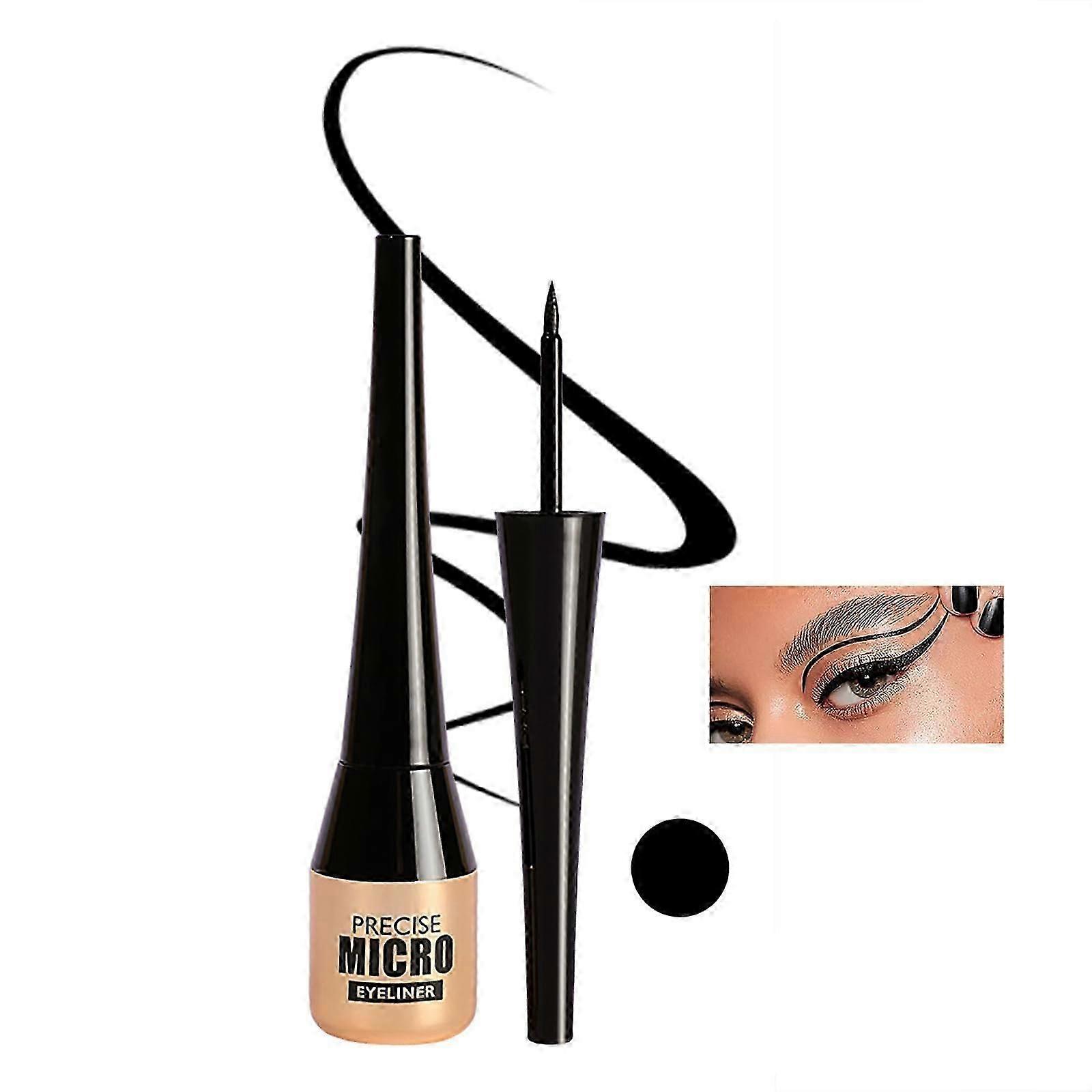 Liquid Eyeliner Pen Waterproof Black, Precision Micro Felt Tip, Smudgeproof Long Lasting QuickDry (#01)