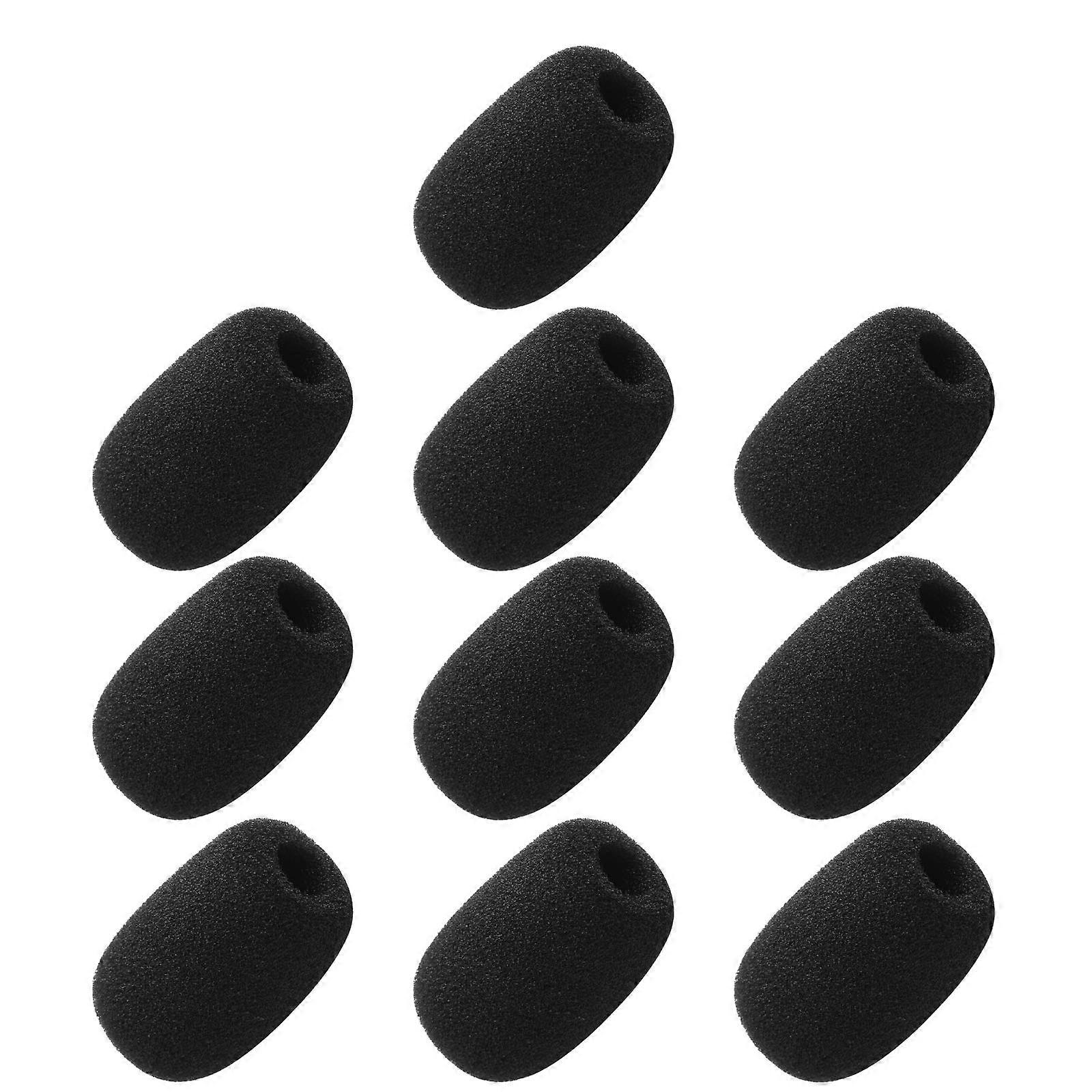 10 Pack Black 30mm x 8mm Mini Microphone Windscreen Foam Mic Cover for Headset