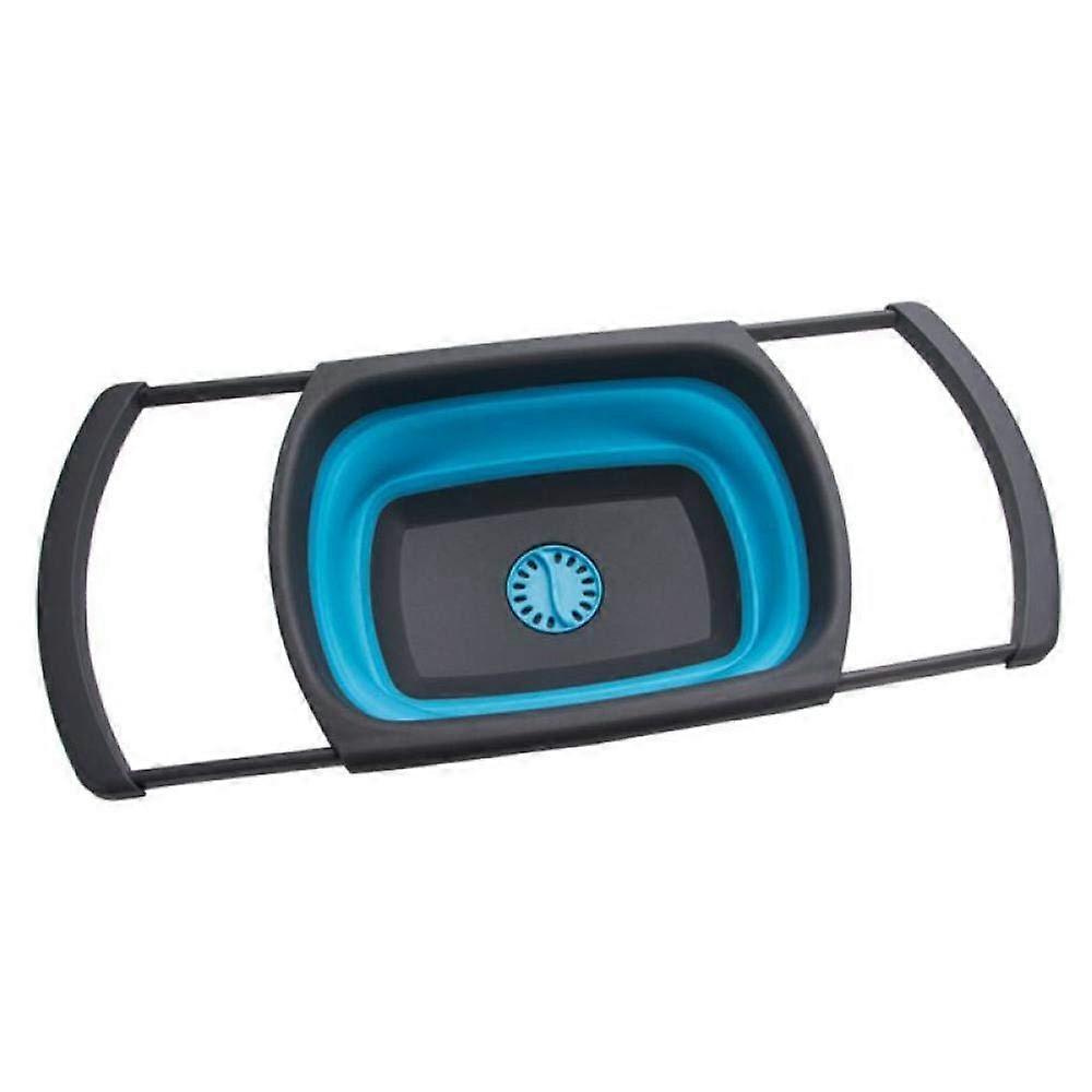 Collapsible Silicone Strainer Basket for Vegetables and Fruits, Foldable Space Saving Kitchen Colander  Blue