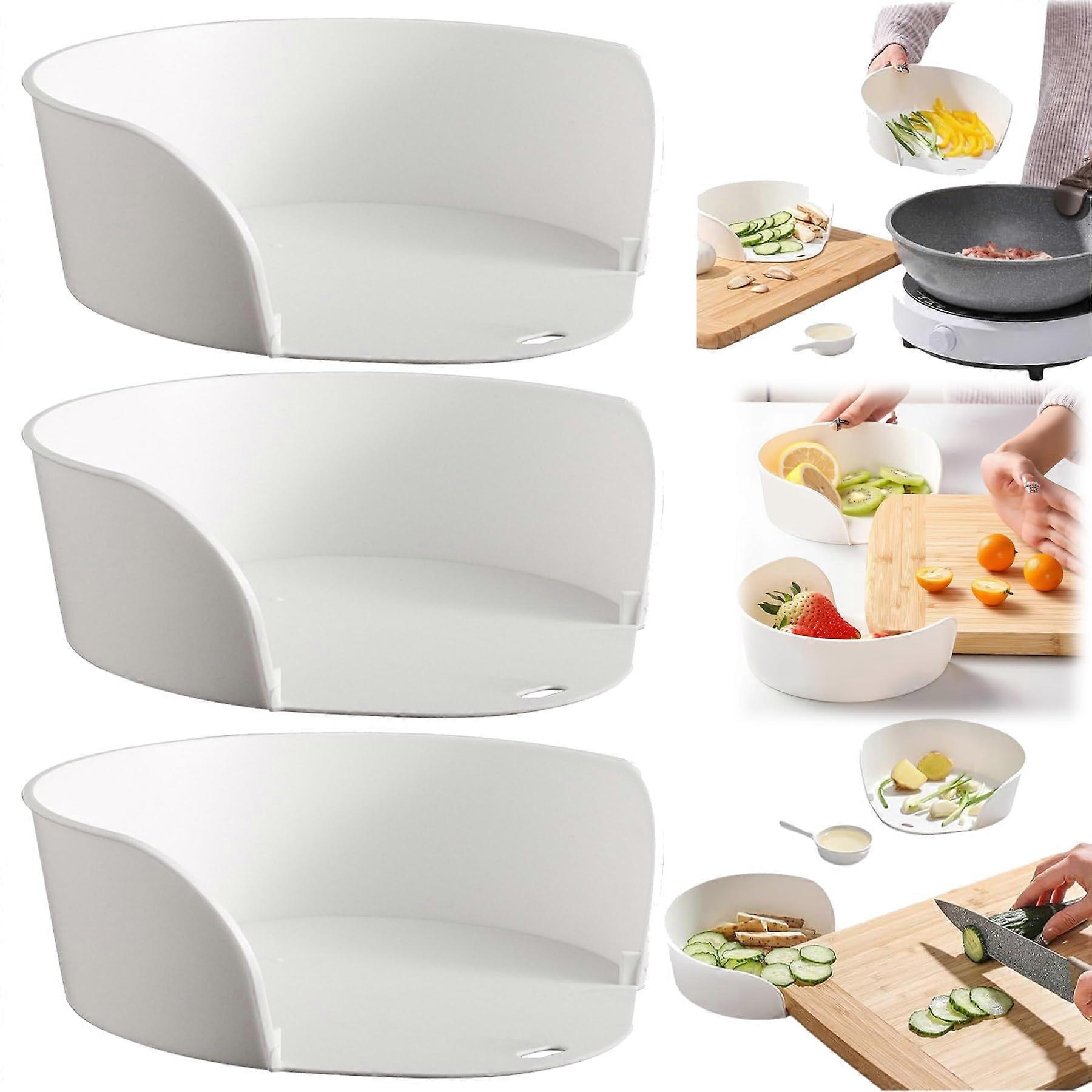 Food Prep Bowls Set for Cutting Board with SpaceSaving SlideIn Design, Stackable 3PCS Kitchen Prep