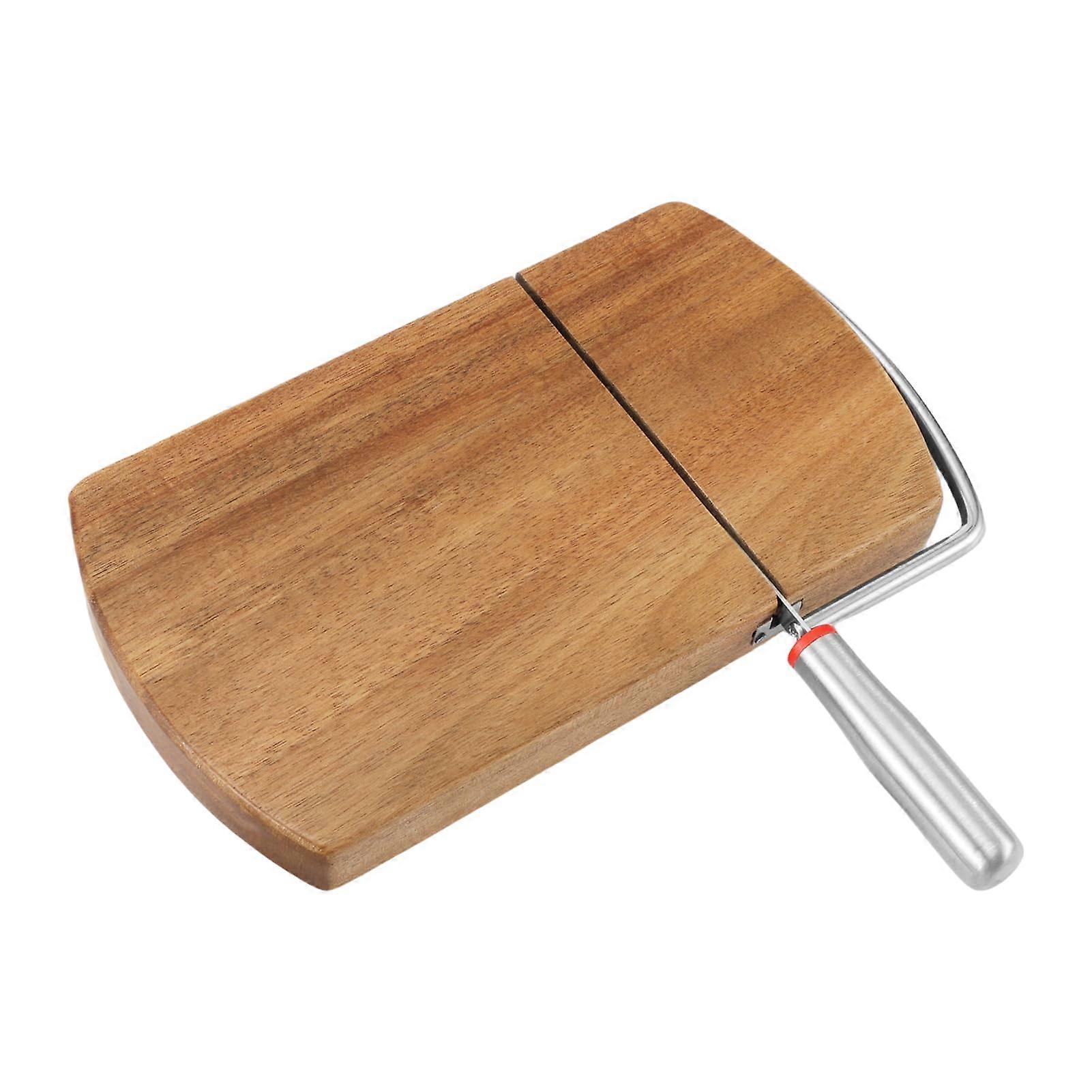 Wooden Cheese Cutting Board with Rust Proof Wire Slicer for Precise Cheese and Truffle Slicing