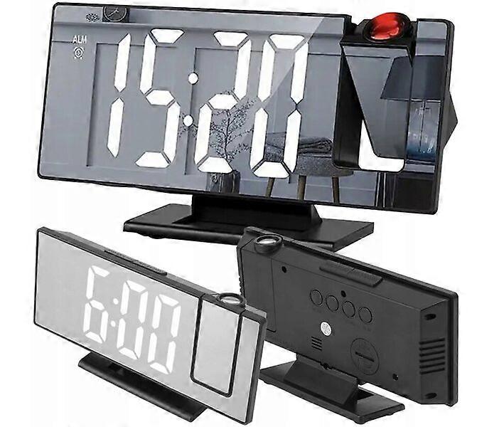 Projection Alarm Clock, 4-in-1 Function, USB-C Powered, ABS Material, 18.5cm, Bedside Desktop Clock