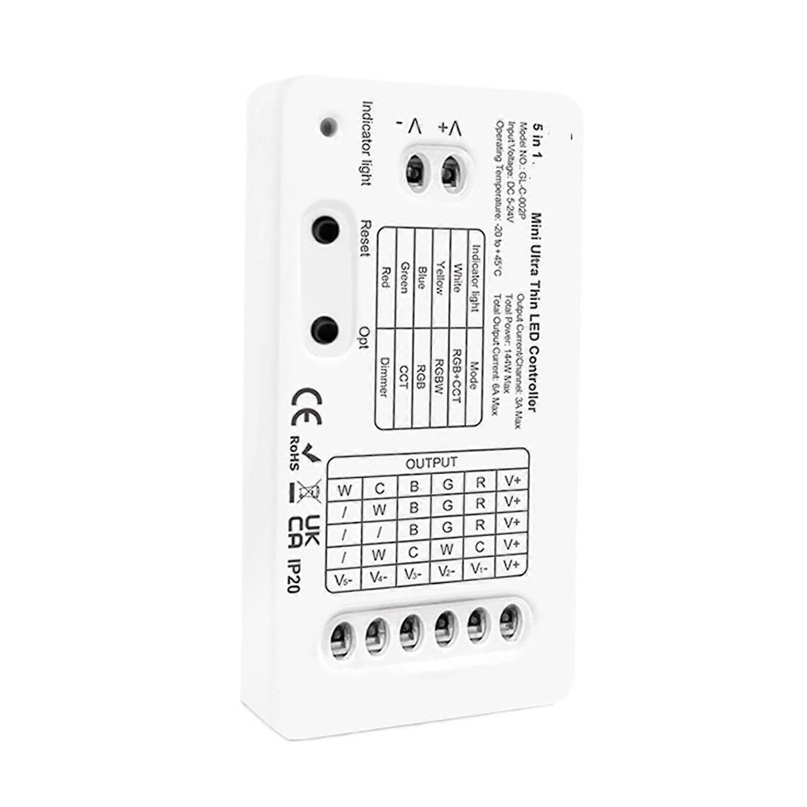 UltraThin Mini 5in1 LED Controller, 6A Current Output, Compact Design for Tight Spaces