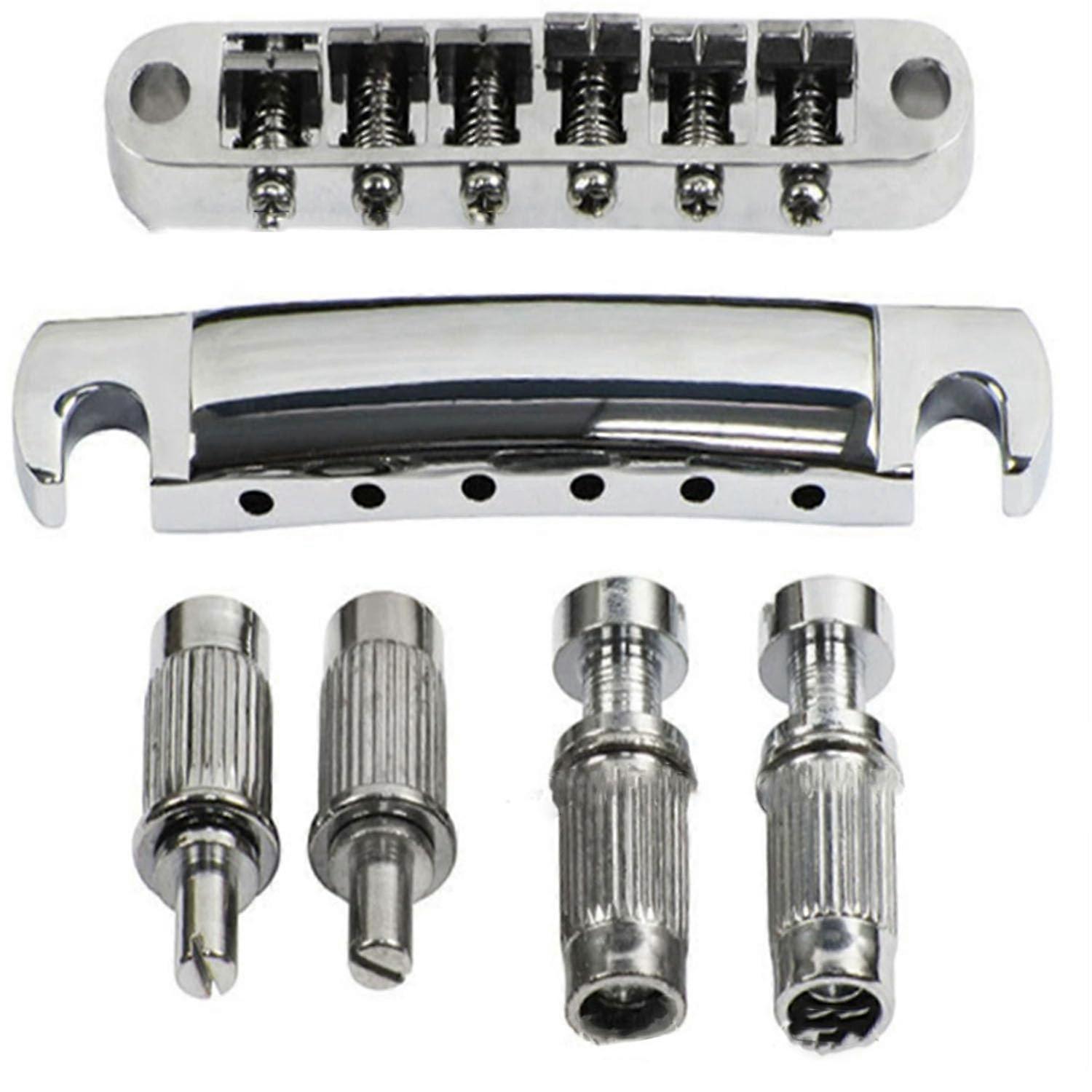 Bridge Set with Roller Saddles, Stable Tuning, 6 String Silver Upgrade for LP Electric Guitar