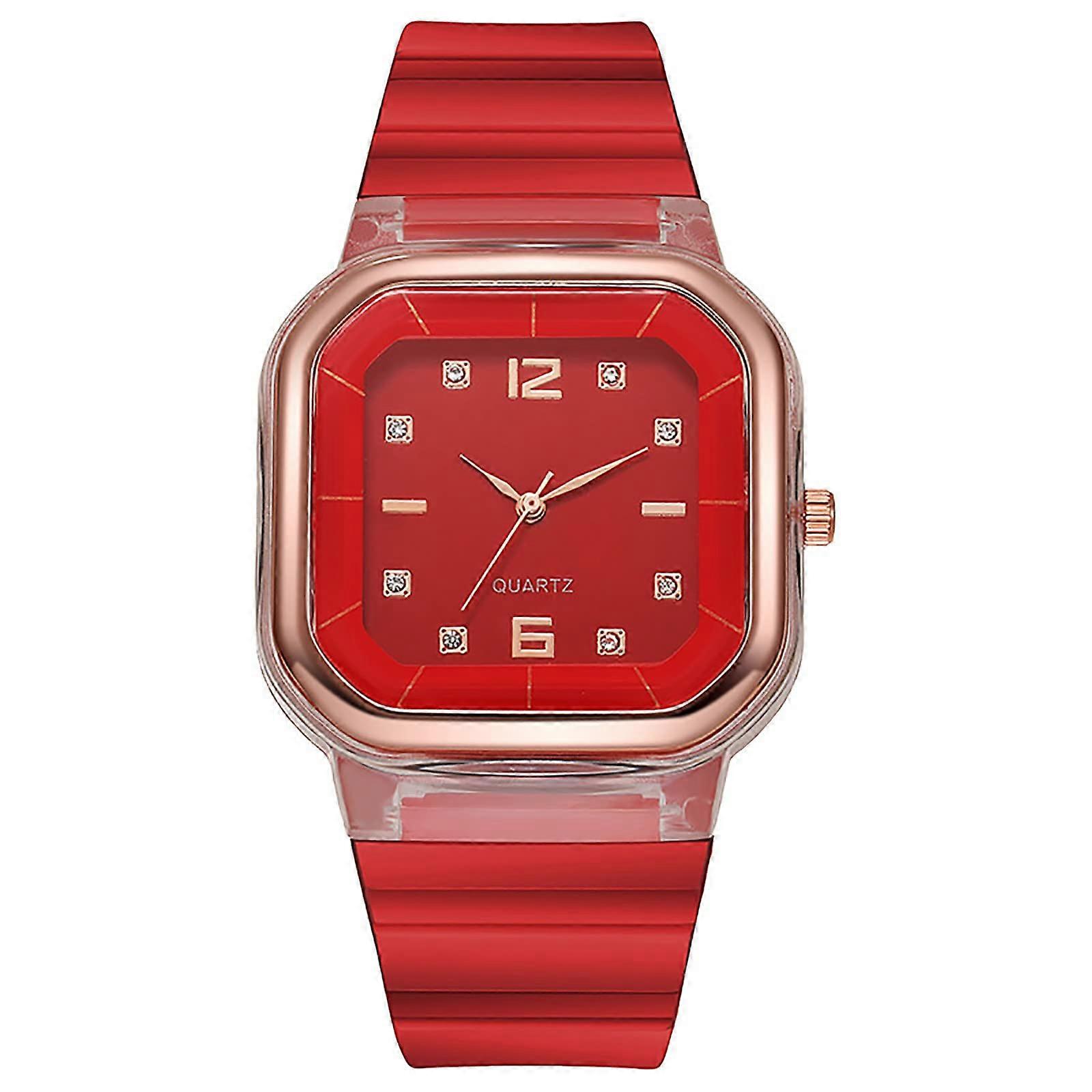 Women's Quartz Watch with Silicone Strap Rectangular Dial, ScratchResistant, WaterResistant