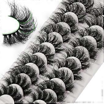 Mink Lashes D Curl Lashes Strips Fluffy Falske Øjenvipper Fuld Volumen Rodede Falske