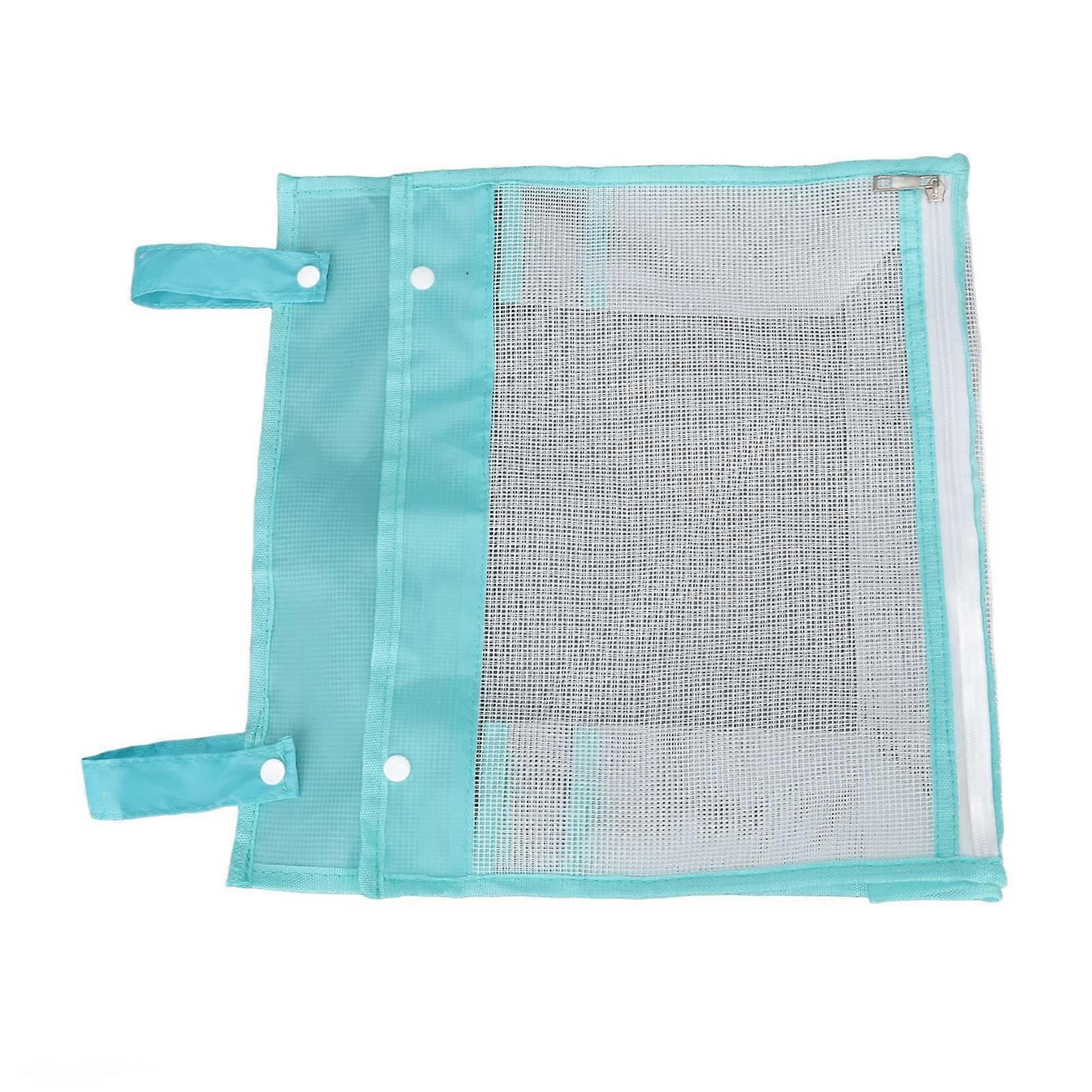 Bath Toy Organizer Large Capacity Mesh Storage Bag with Zipper and Snap Button Hanging Blue