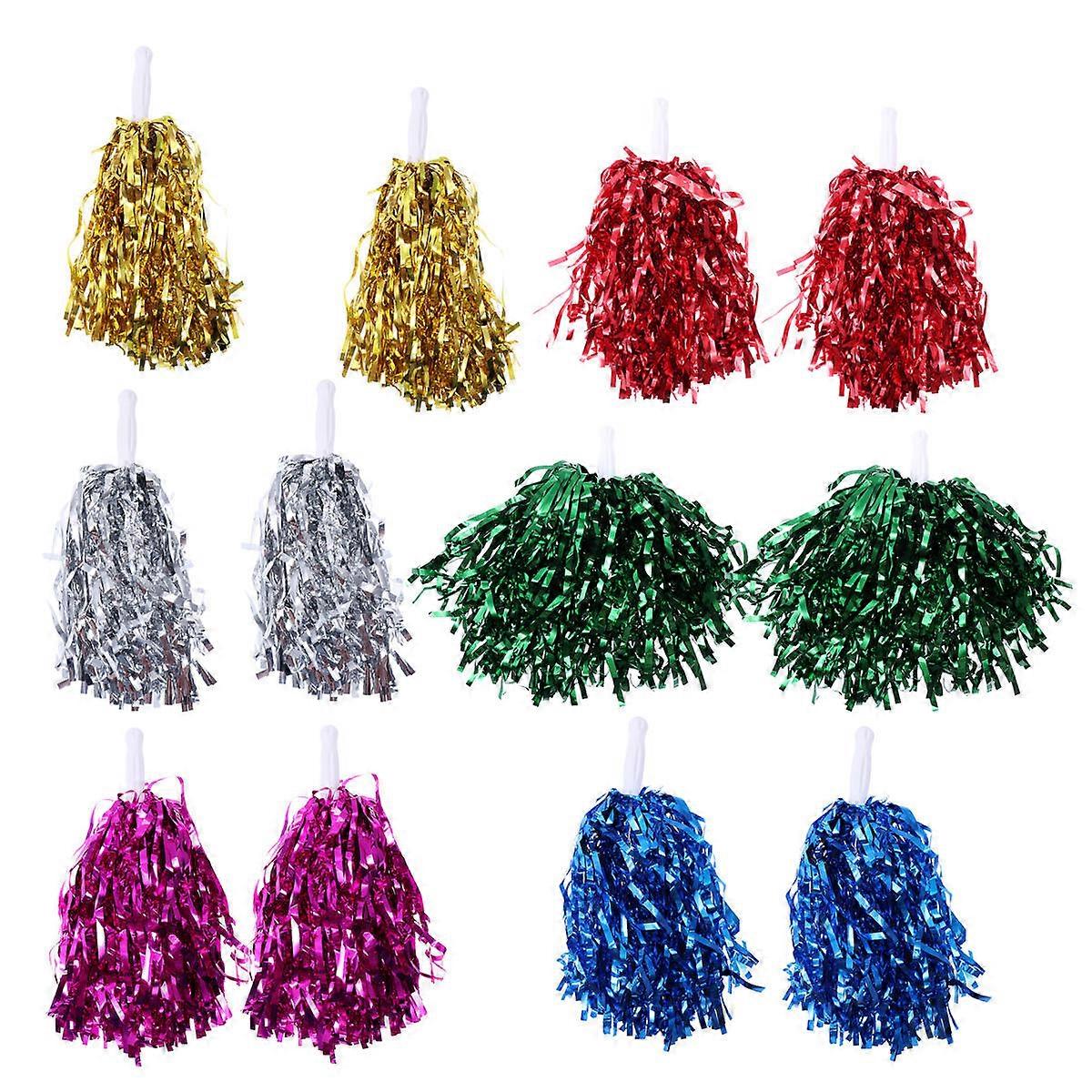 Poms Cheer Straight Handle for Sport Cheering 12Pcs Assorted
