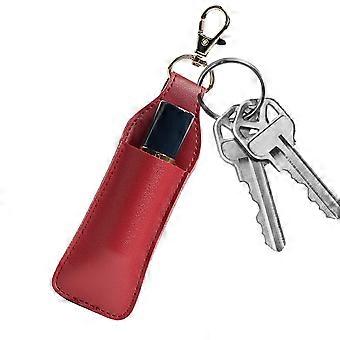 PU Leather Lipstick Holder Keychain with Quick Access Design, Travel Lip Balm Holder for Women