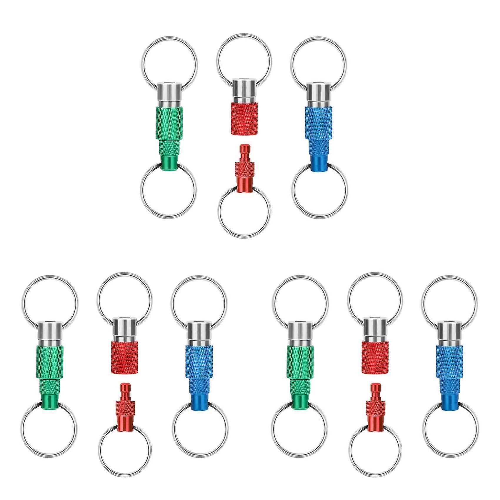 9pcs Quick Release Detachable Keychain, Double Rings Pull Apart Keychain, Spring Split Snap Seperate Keychain