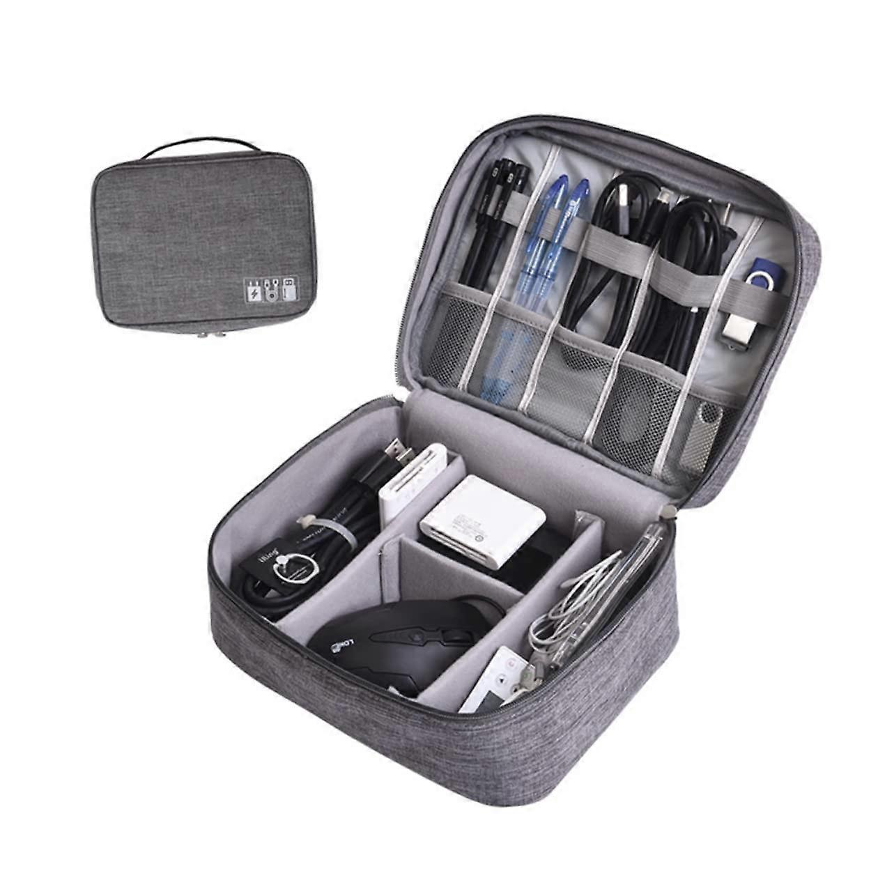 Electronics Organizer Waterproof ScratchResistant Travel Cable Pouch for Tech Accessories Grey