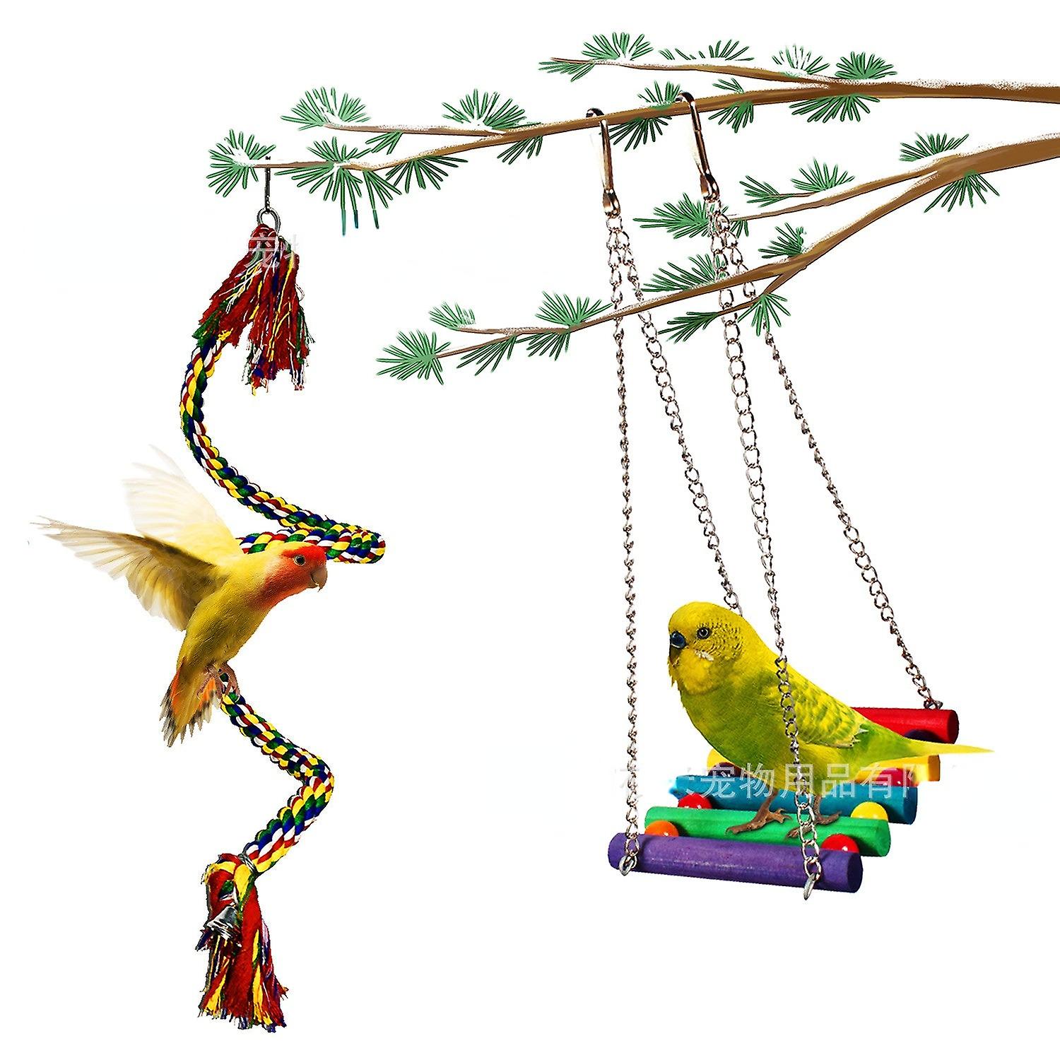 Safe Non-toxic Bird Toys Parrot Assembled Toys Climbing Rope Acrylic Soft Bridge Colorful Swing