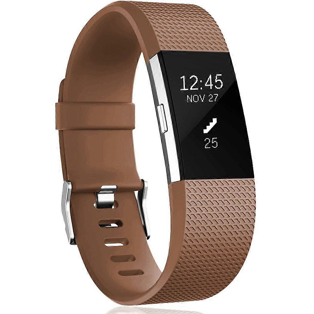 Large Classic Coffee Adjustable Comfortable Replacement Strap for Fitbit Charge 2 Band
