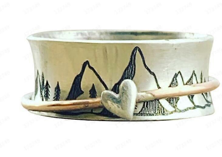 Pxcl Trend Ring Personality Ring Landscape Love Circle Ring