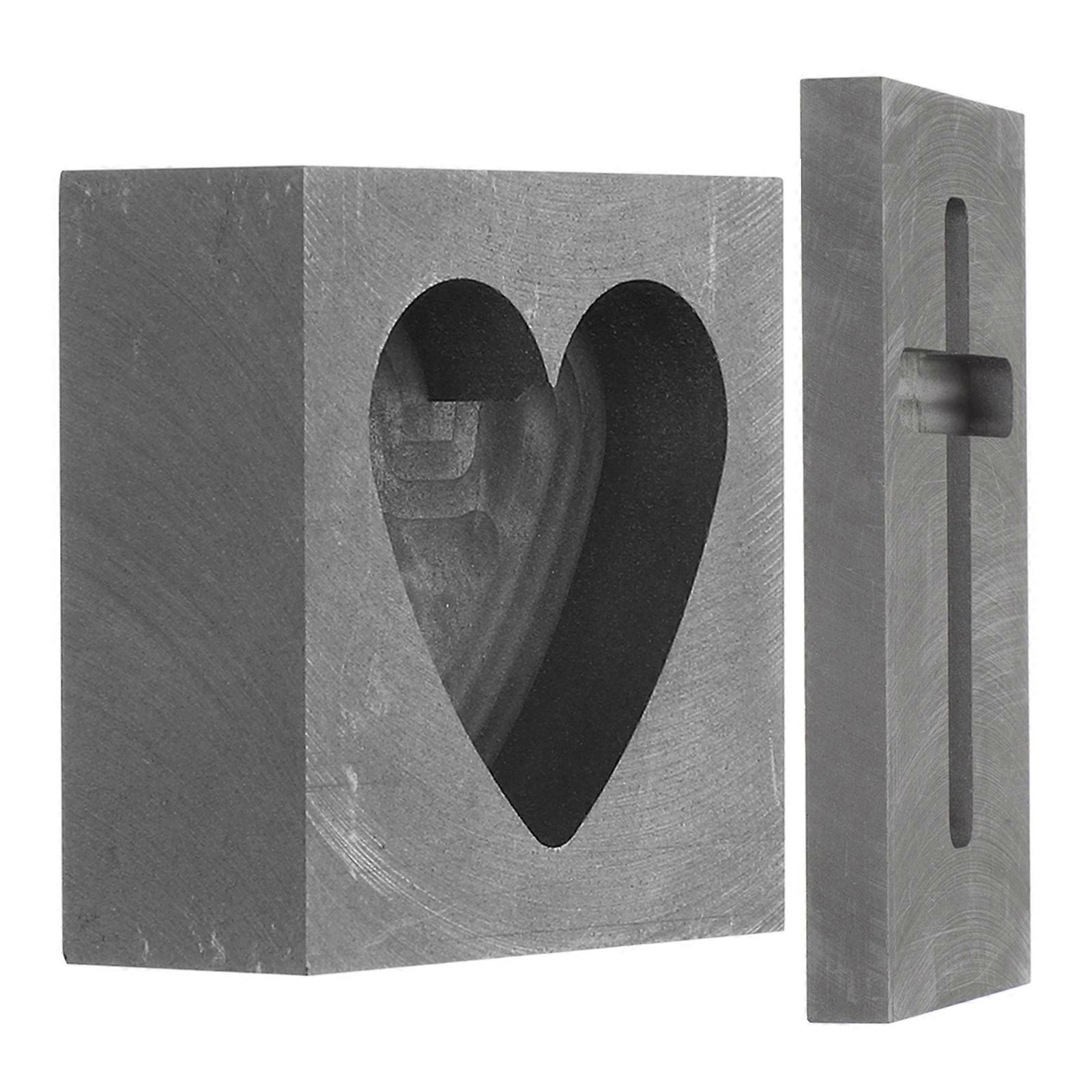 Heart Shape Graphite Mold for Casting Copper 2Pcs Practical Mold