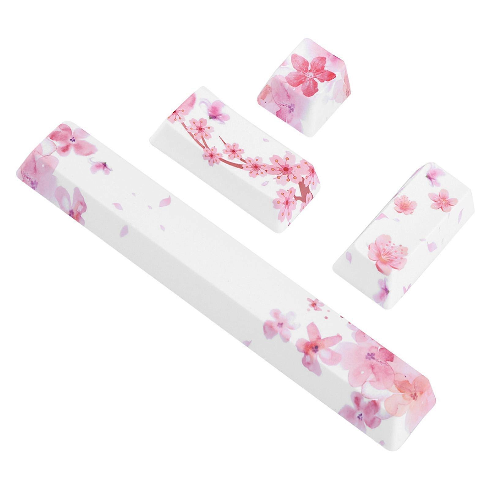 4Pcs Sakura Pattern Keycaps PTB Space/ESC/Enter/Numpad Enter Key Cap compatible with Mechanical Keyboard