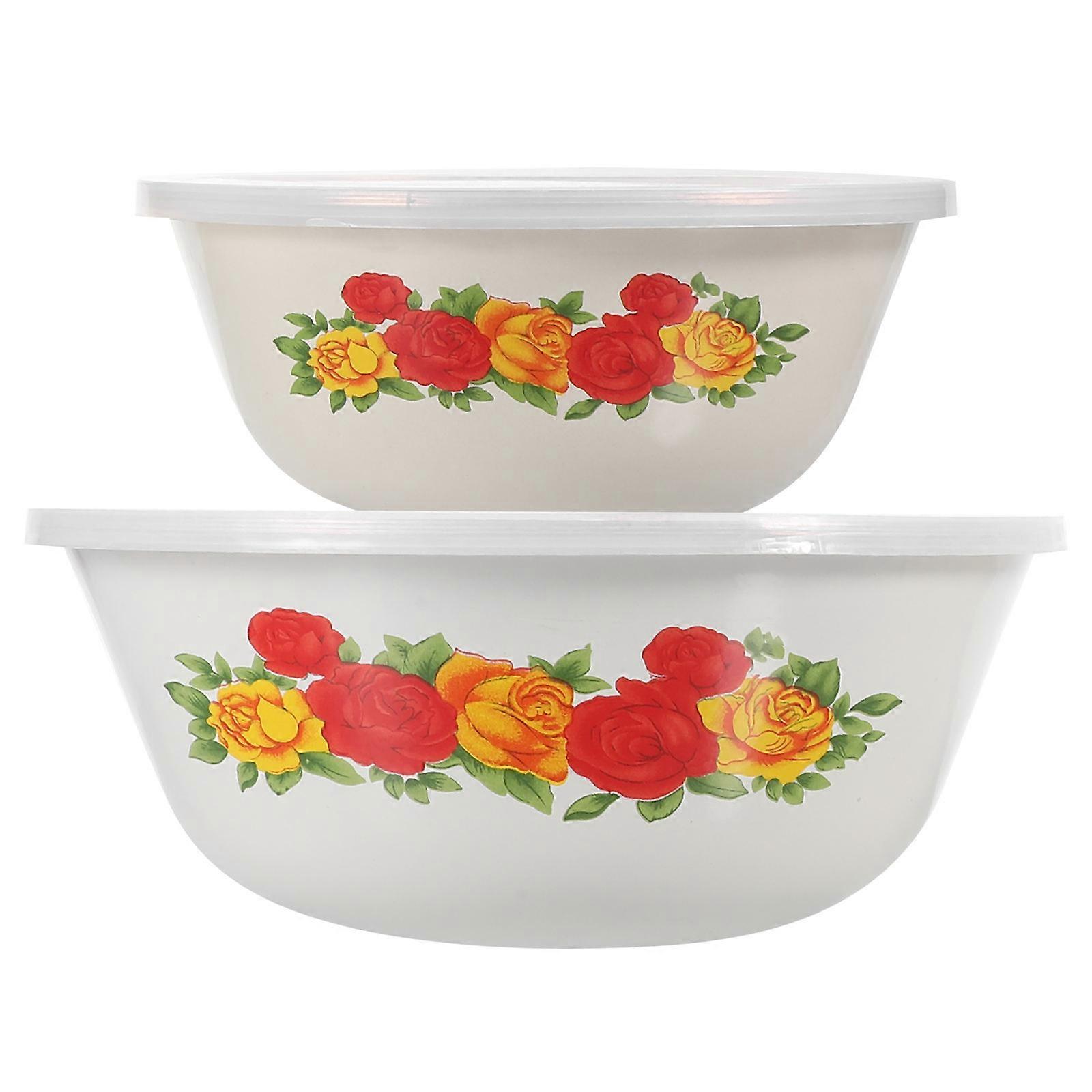 Practical Enamel Bowl for Salad Serving 2Pcs Assorted Color Pack