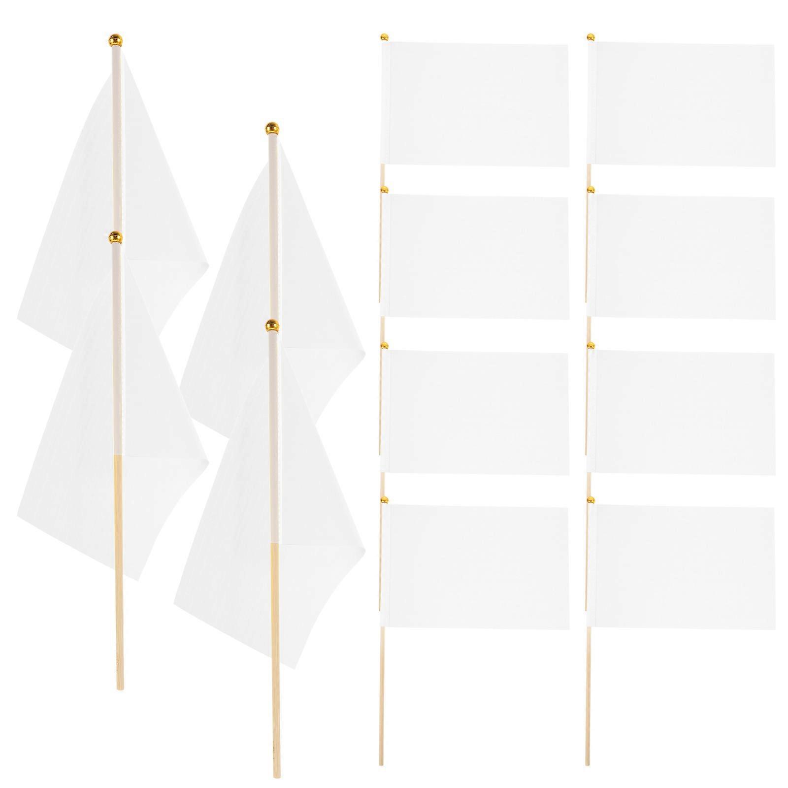 White Polyester Small Handheld Flags Referee Flag for Event Use 50Pcs