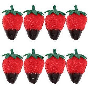 8pcs Simulation Fruit Strawberry: Imitation Chocolate Dipped Fake Strawberries For Decorative Food Display Realistic Artificial Fruit Centerpiece