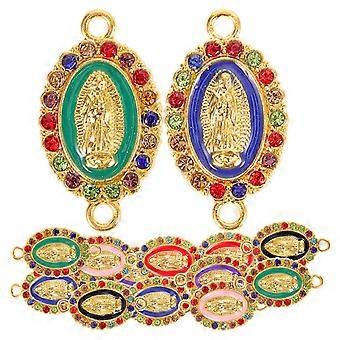 24pcs Colorful Alloy Key Chain Pendant Exquisite Virgin Mary Connection Charm Handcraft Jewelry Charm