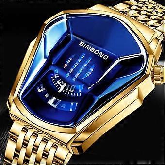 Men's Watch - Top Luxury Brand - Cool Locomotive - Waterproof - Stainless Steel - Quartz - Blue Gold