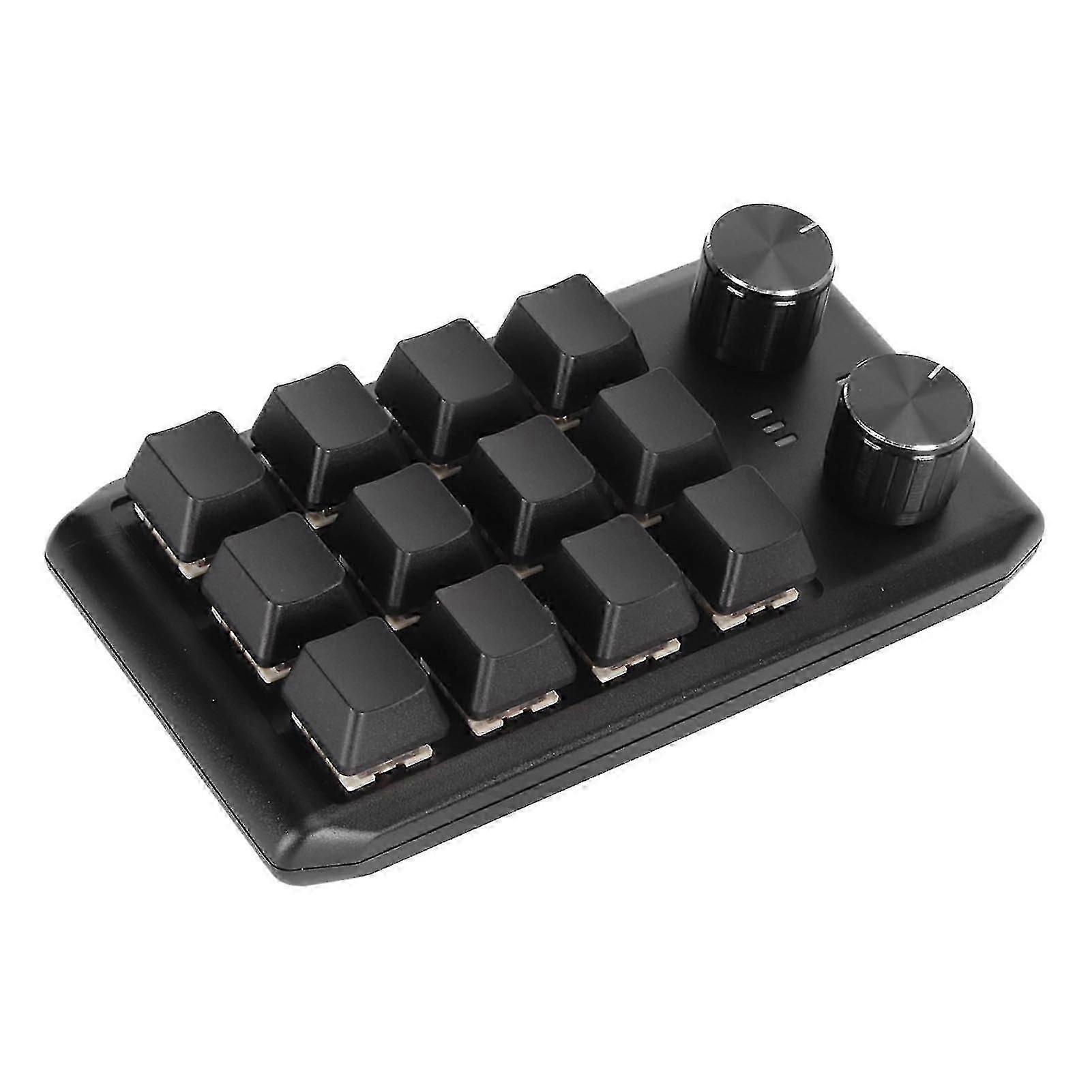 Mini Custom Keypad 12 Mechanical Keys 2 Knobs Programmable Red Switch Programming Macro Keypad compatible with PC Gaming Multimedia Wireless BT(Inbuil